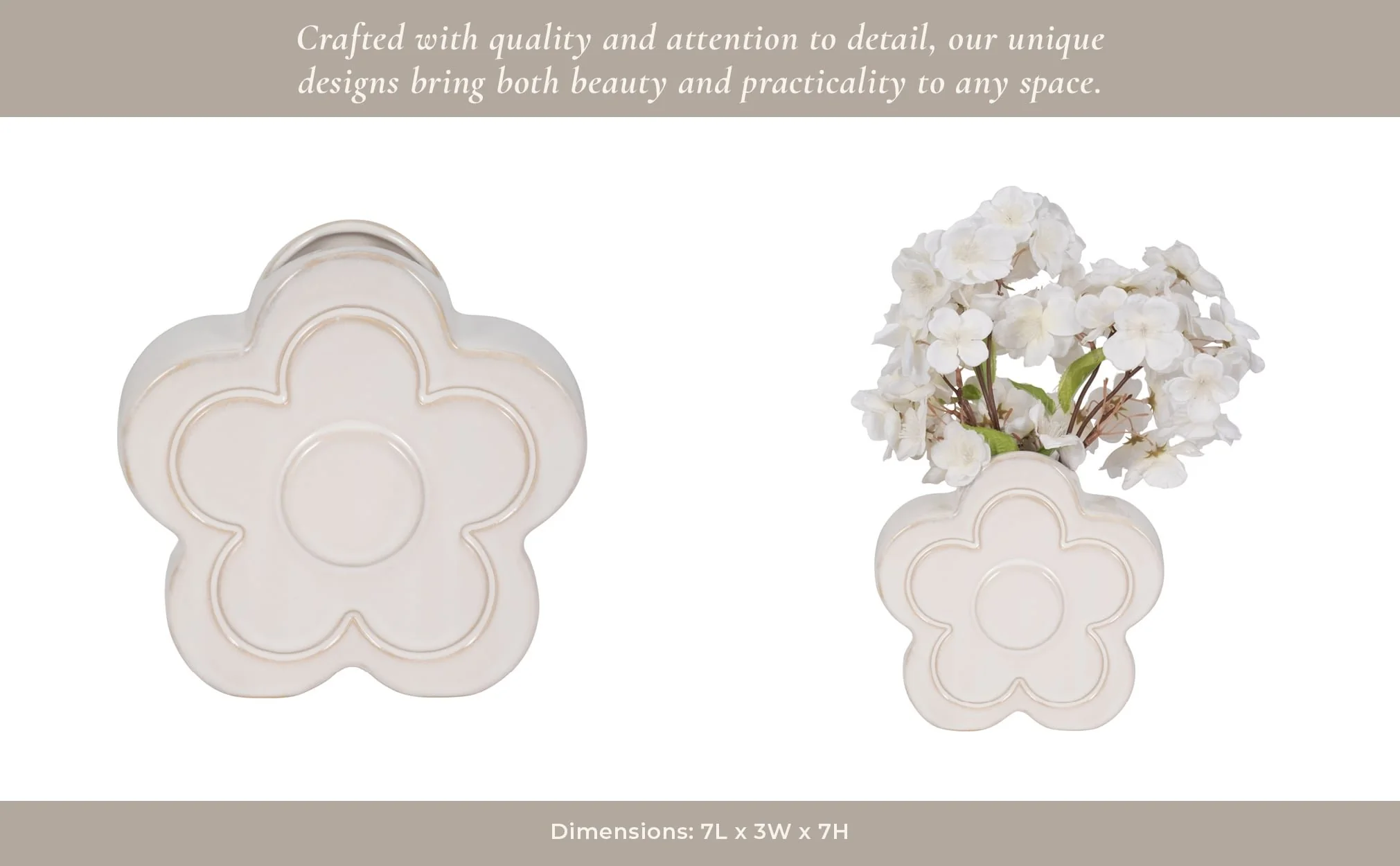 7" Flower Power Object Vase, Ivory - Image 13