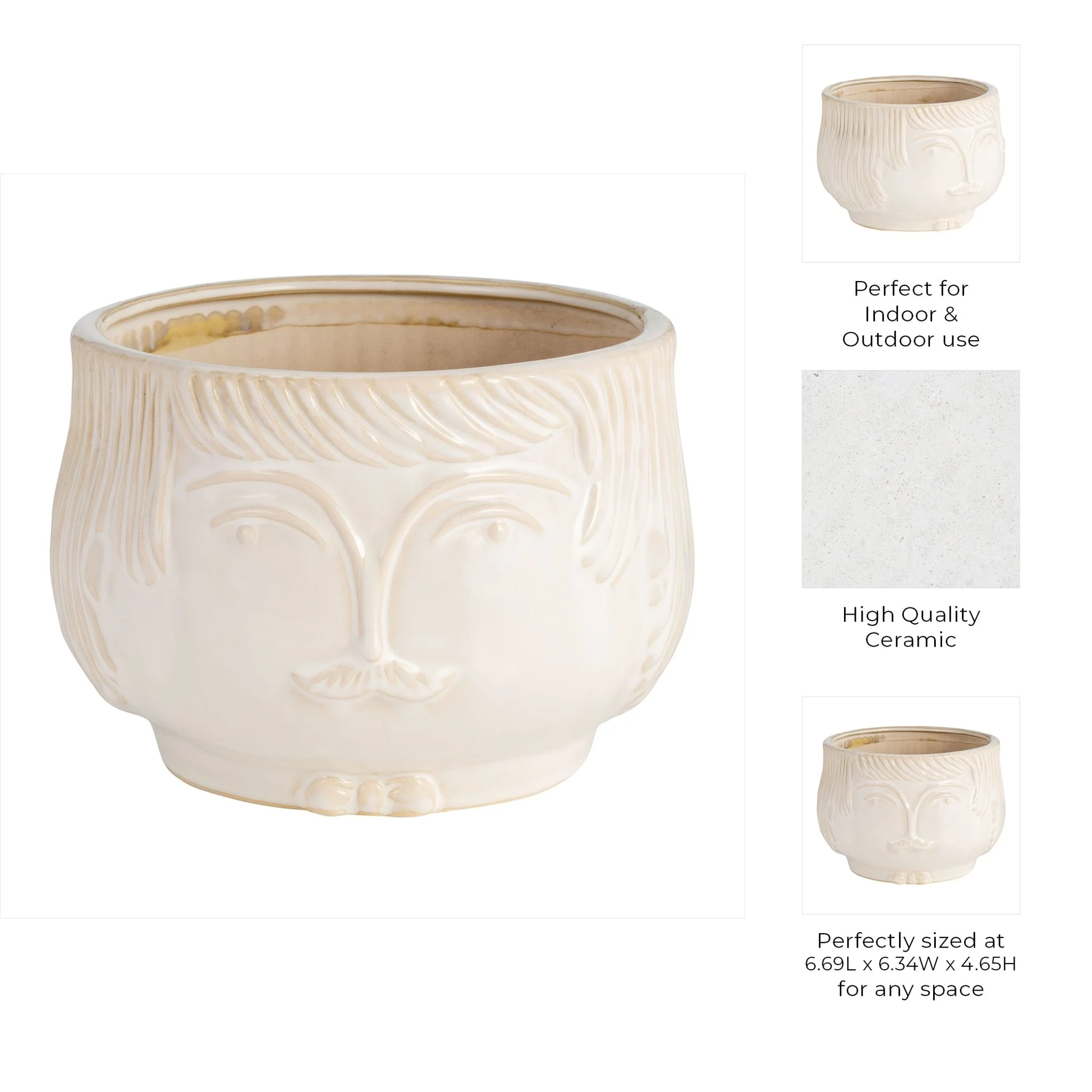 7" Grandpa Planter, White - Image 3