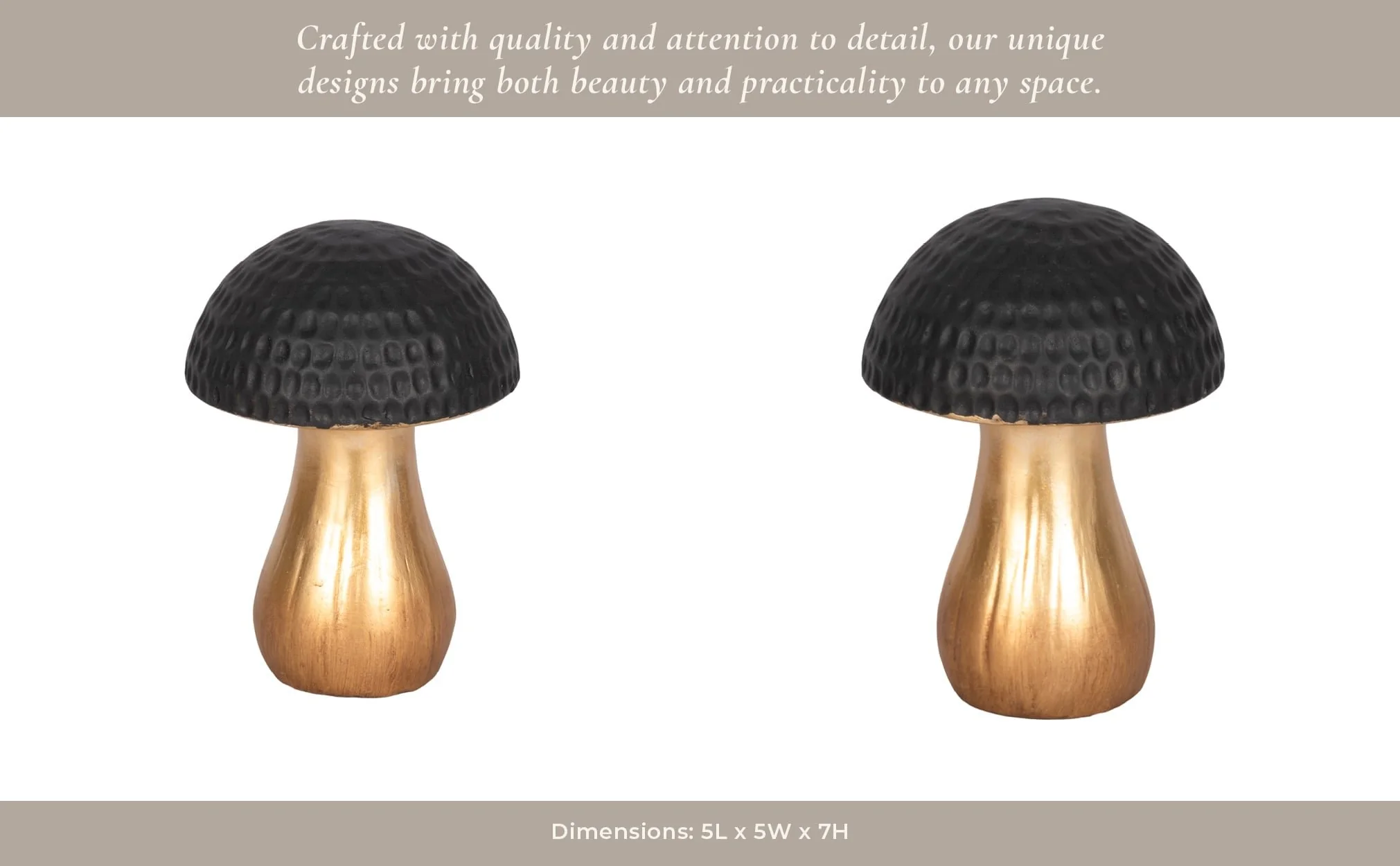 7" Hammered Top Mushroom, Black/gold - Image 11