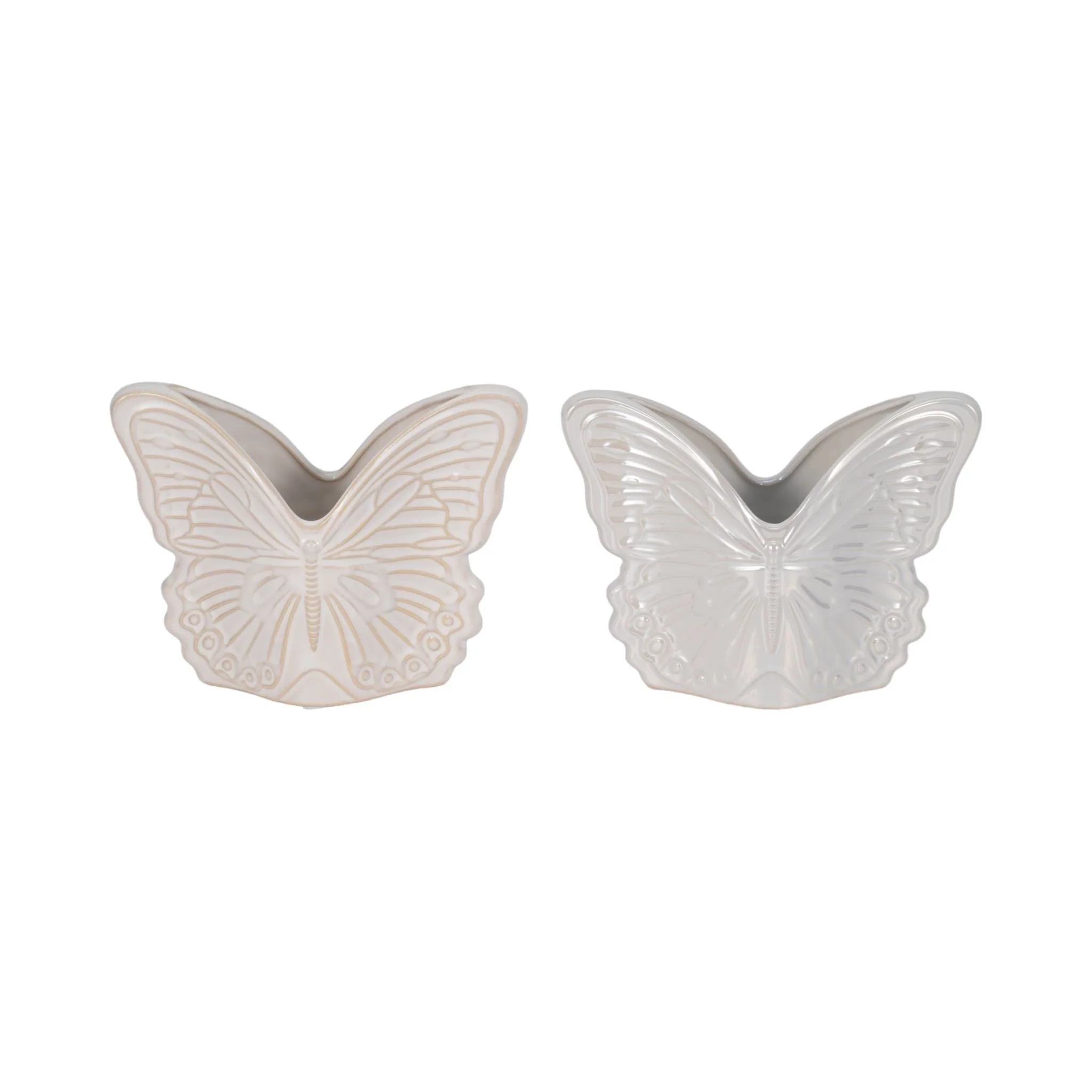7" Iridescent Butterfly Planter, Ivory - Image 7