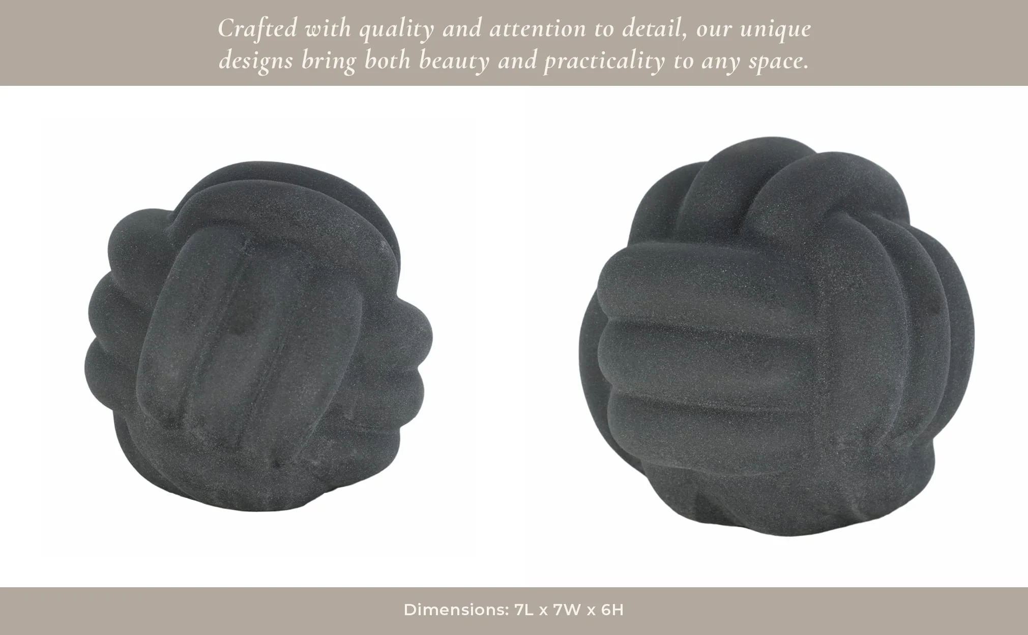 7" Knot Orb Rough Texture, Black - Image 10