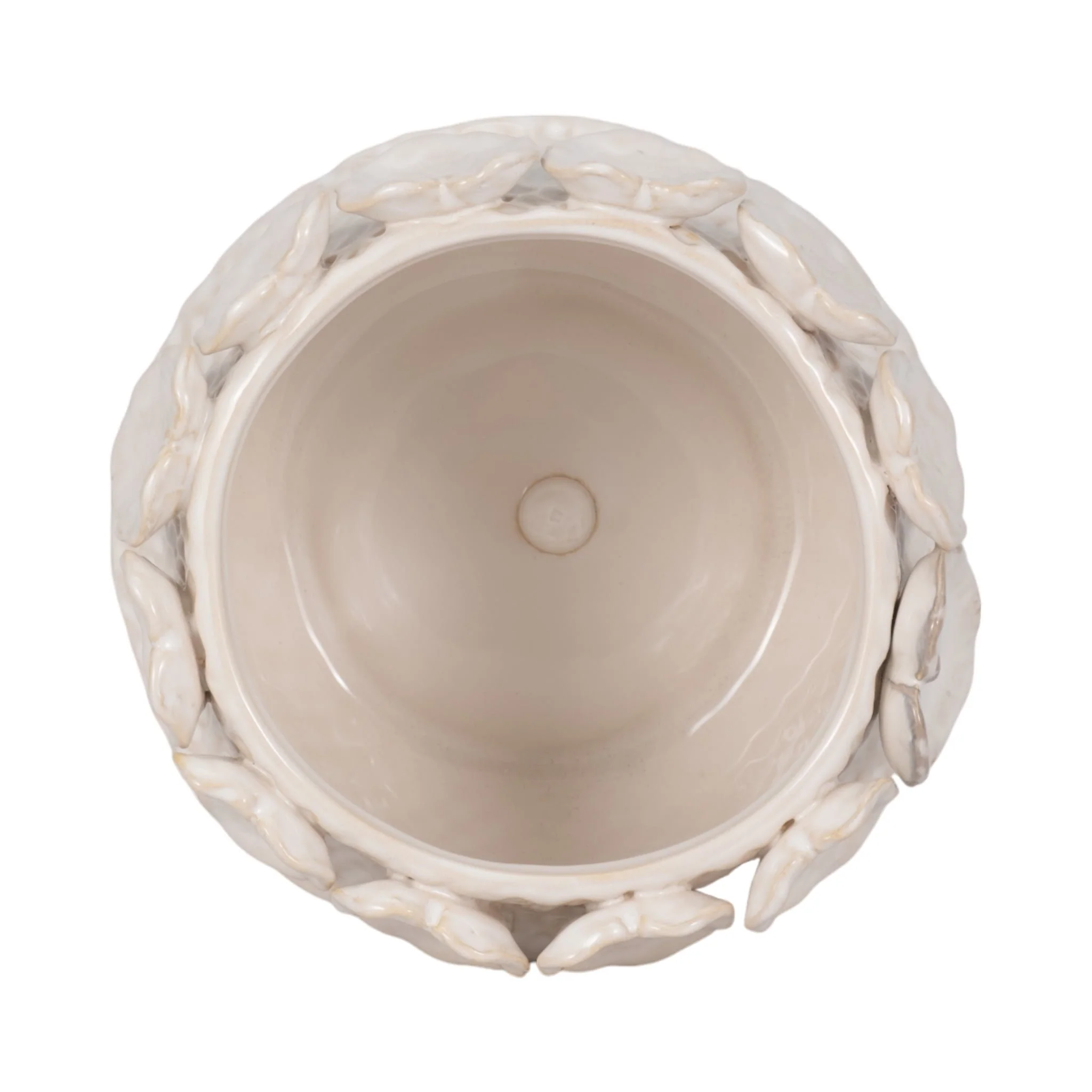 7" Leaf Applique Woven Planter, Cream - Image 5