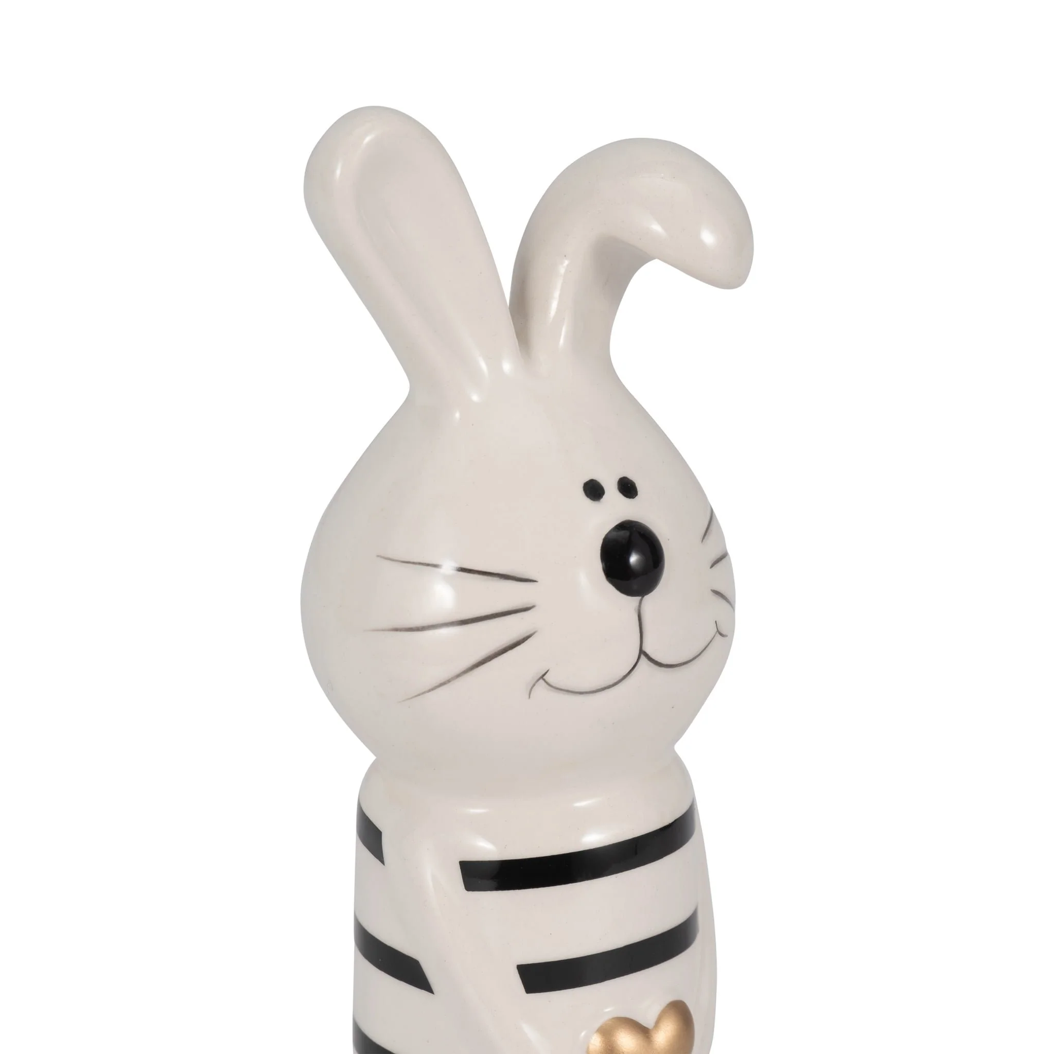 7" Lines Bunny With Gold Heart, White/black - Image 5