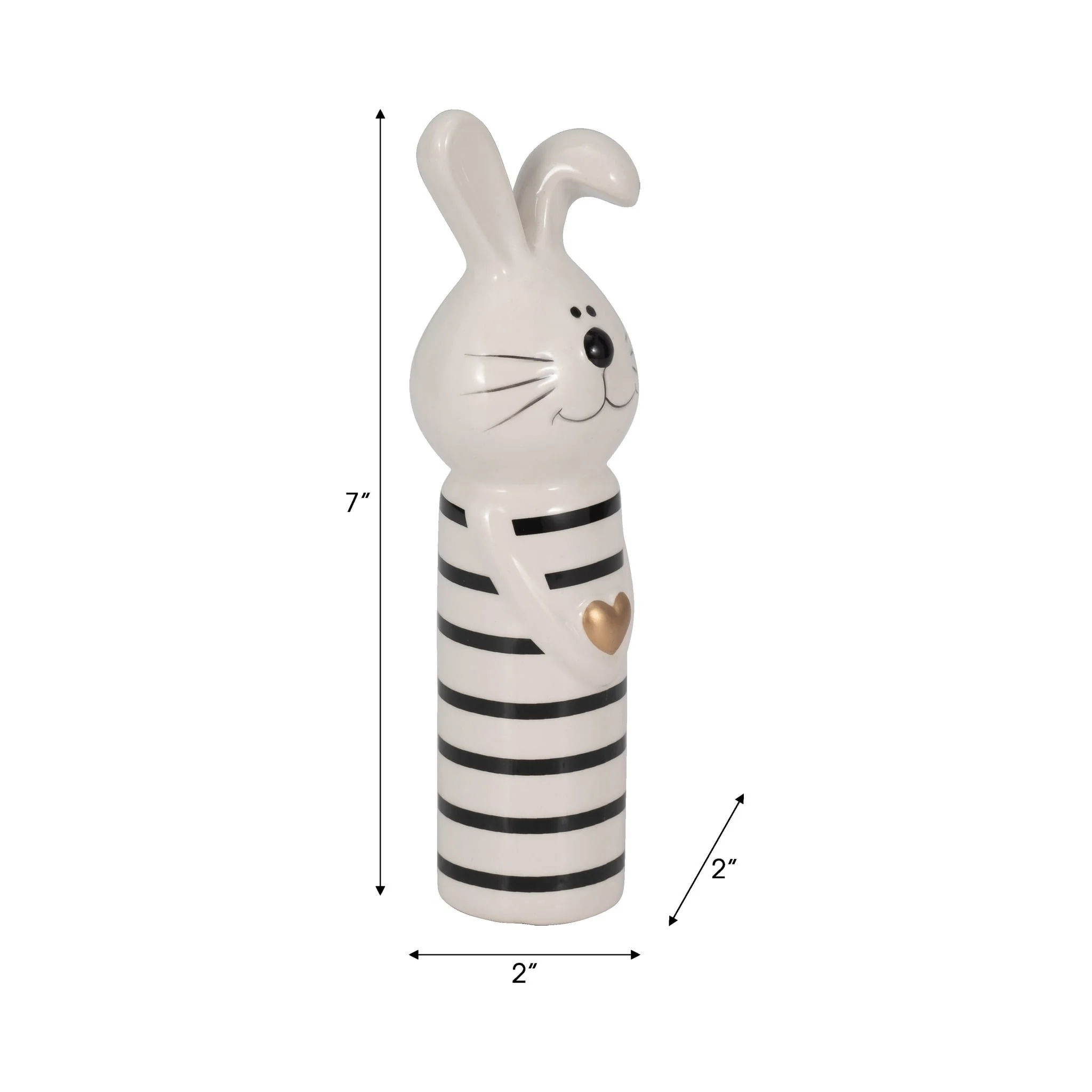7" Lines Bunny With Gold Heart, White/black - Image 9