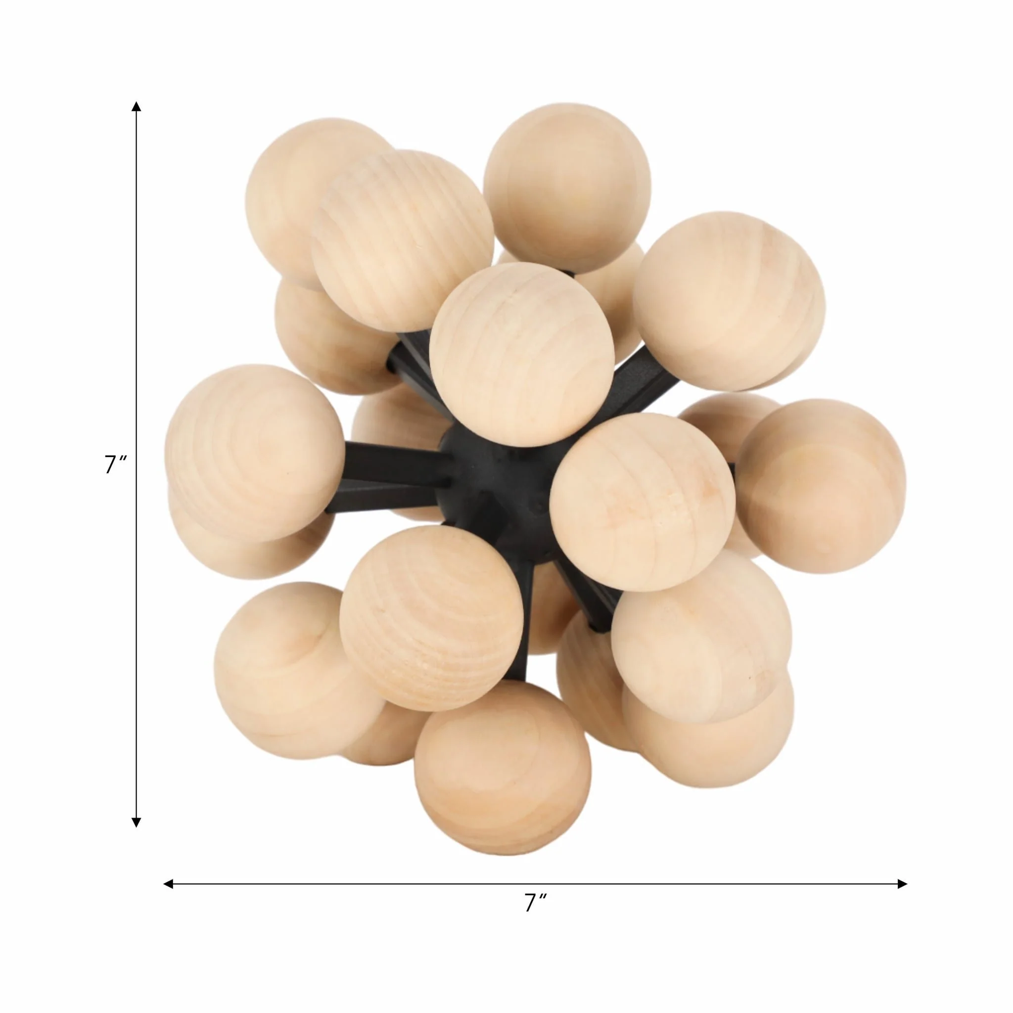 7" Orb With Wooden Knobs, Black/natural - Image 6
