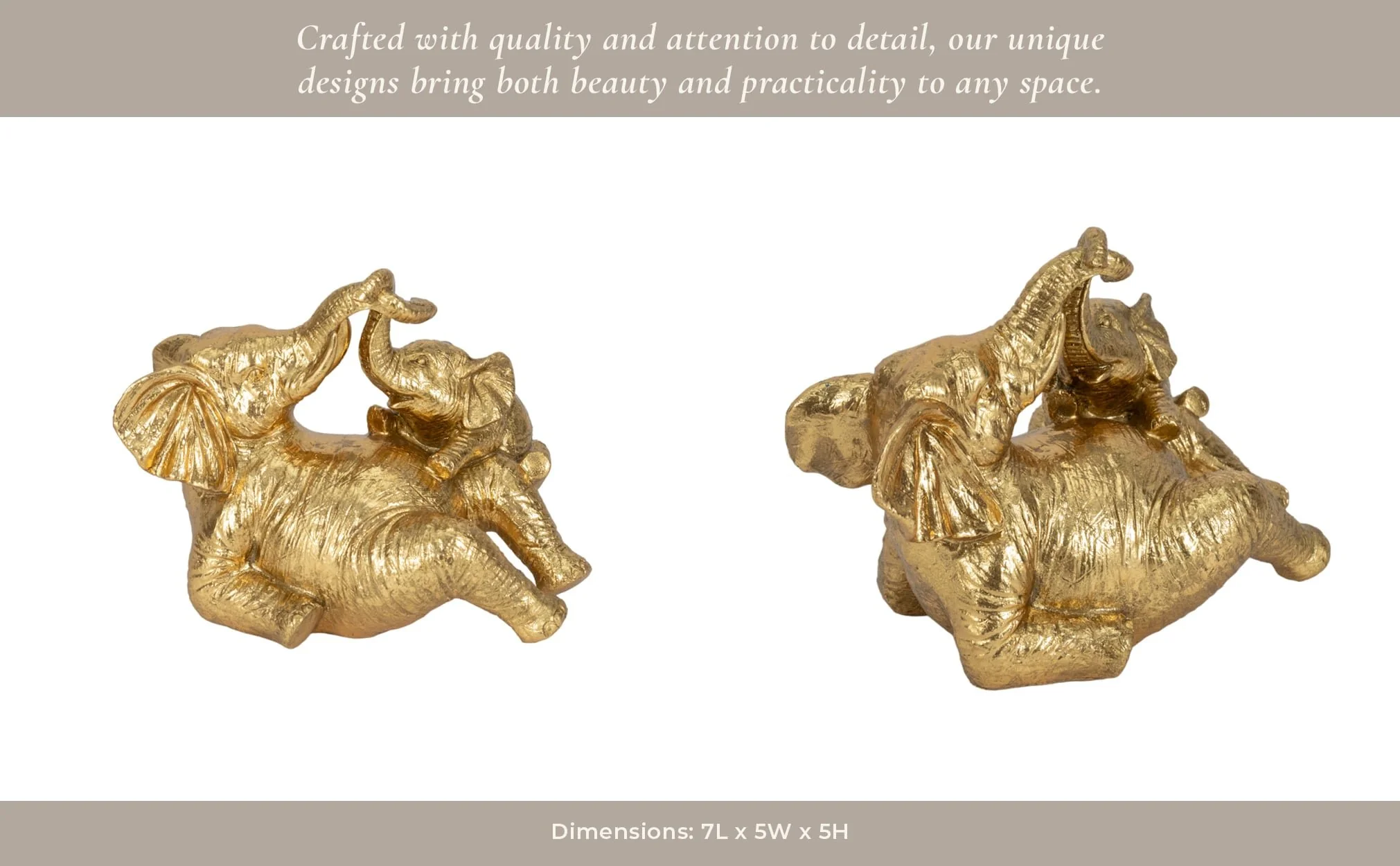 7" Playful Elephants, Gold - Image 14