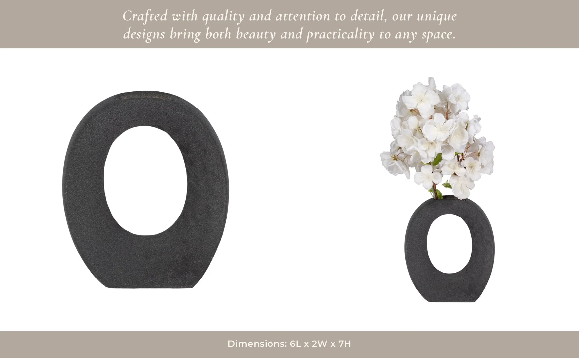 7" Rough Finish Open Cut-out With Vase Opening, Bl - Image 11