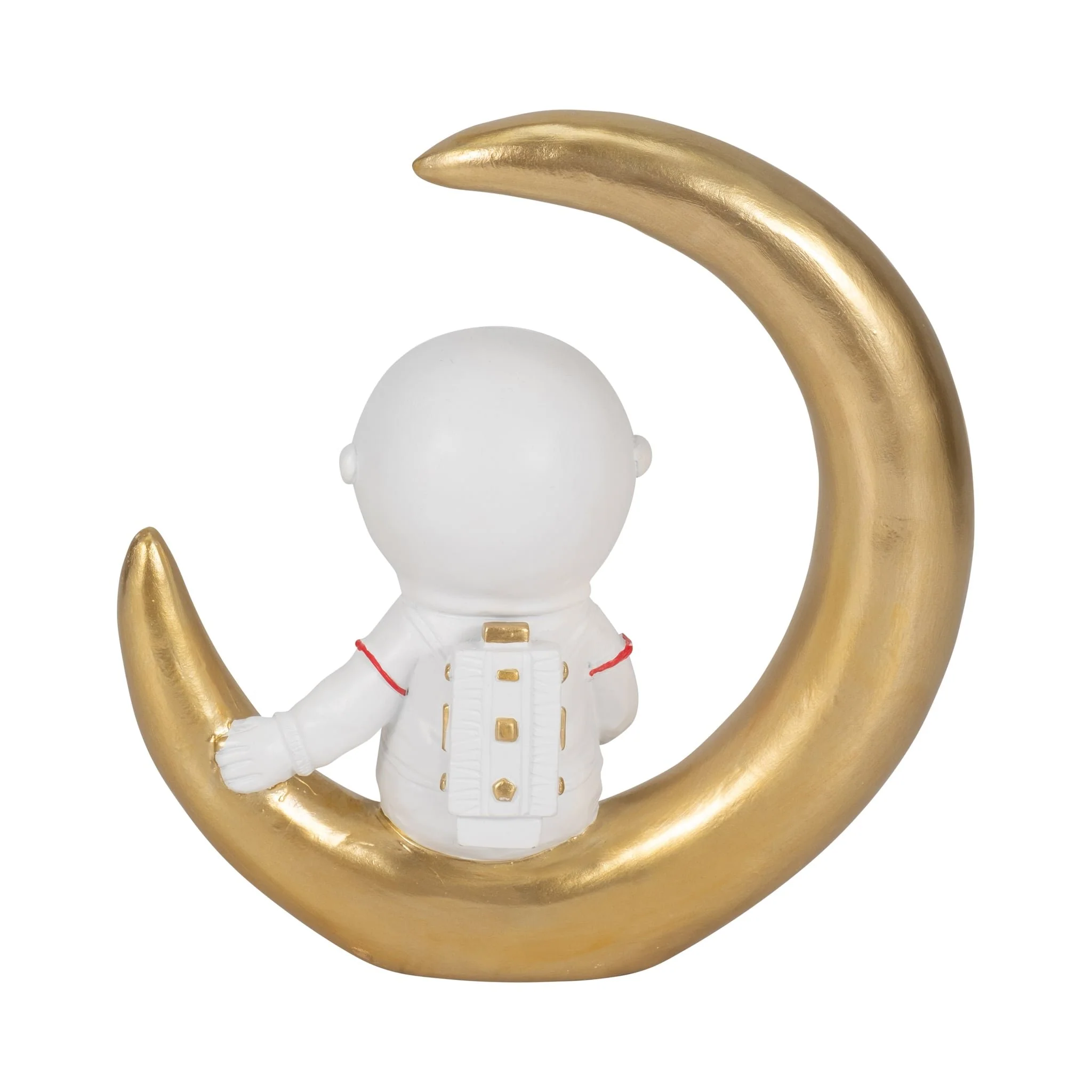 7" Space Man On Crescent Moon, White/gold - Image 4