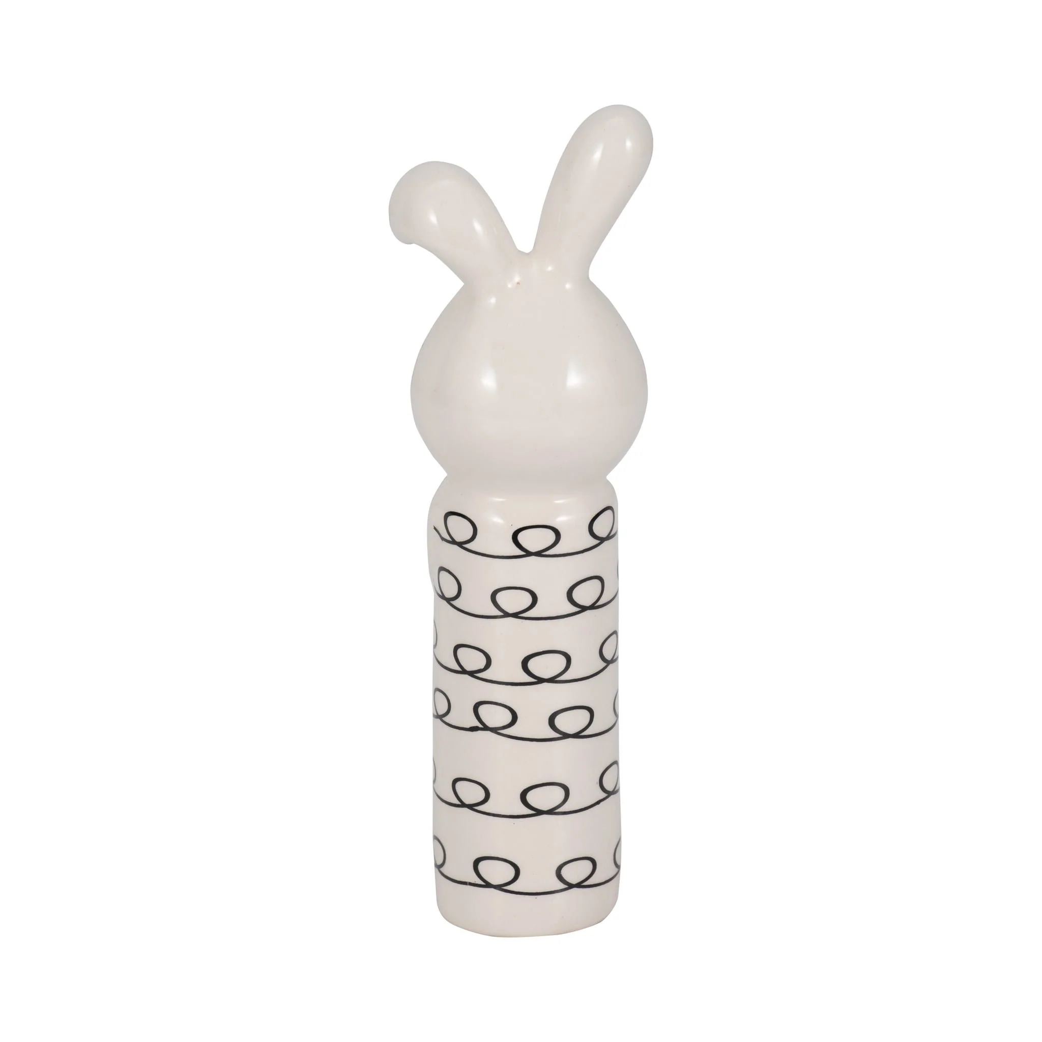 7" Squiggly Bunny With Gold Heart, White/black - Image 4