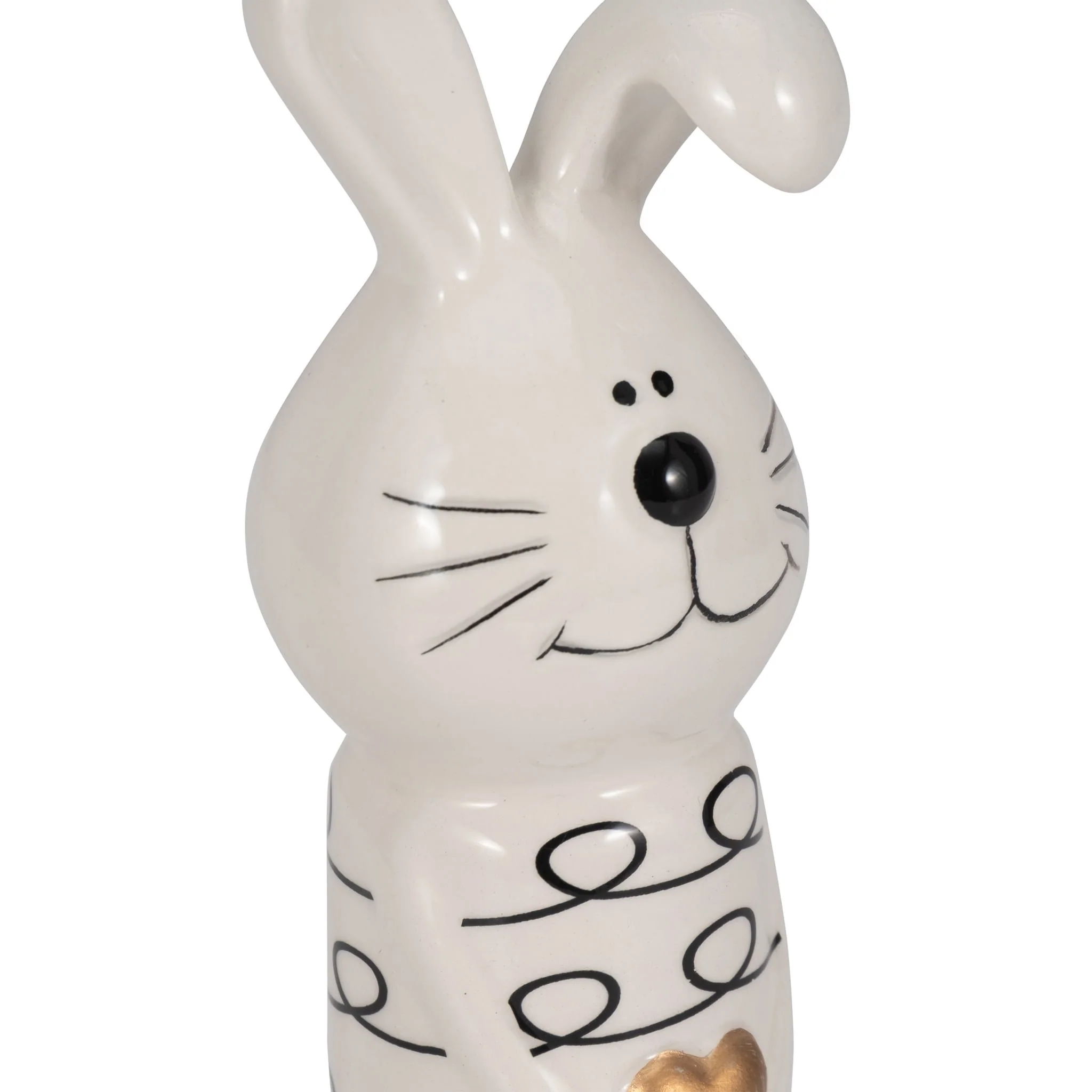 7" Squiggly Bunny With Gold Heart, White/black - Image 5