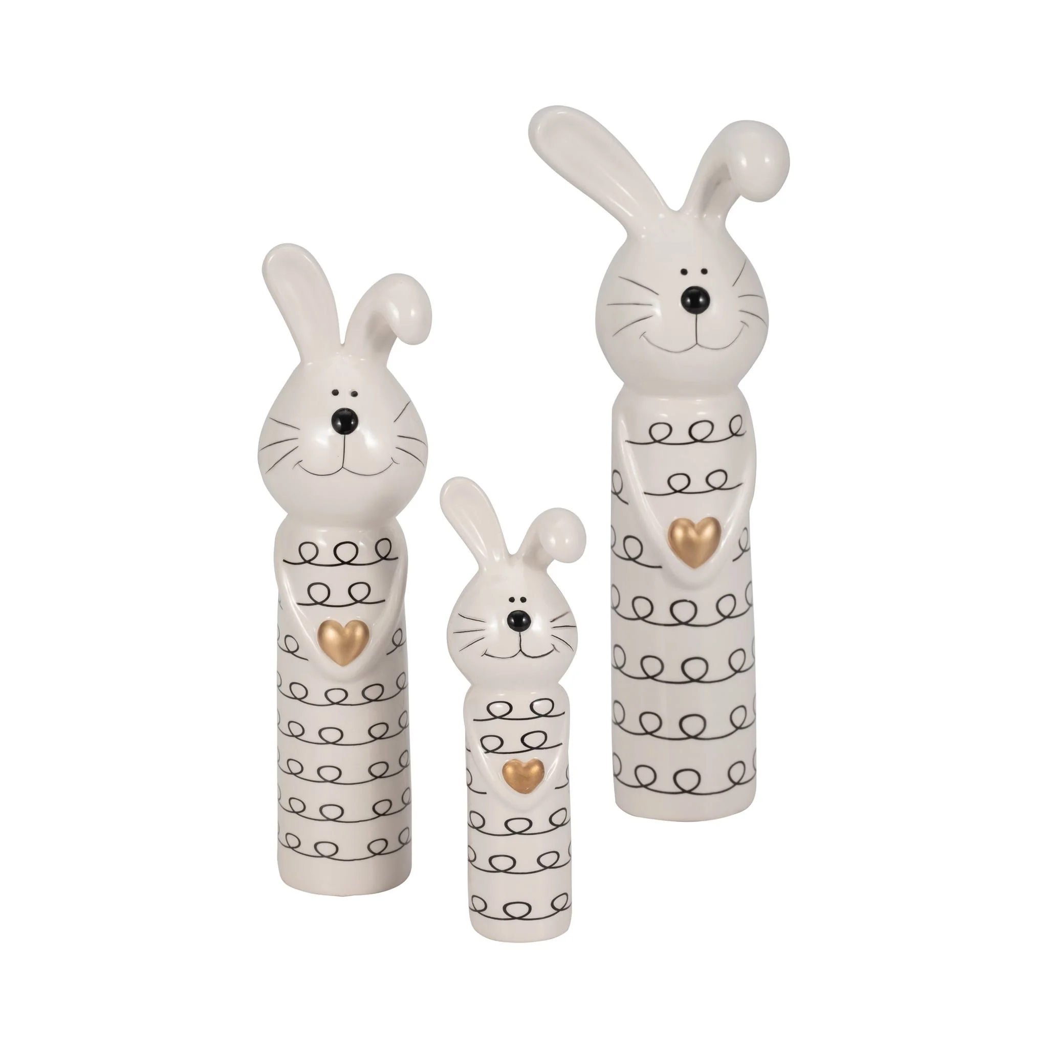 7" Squiggly Bunny With Gold Heart, White/black - Image 8
