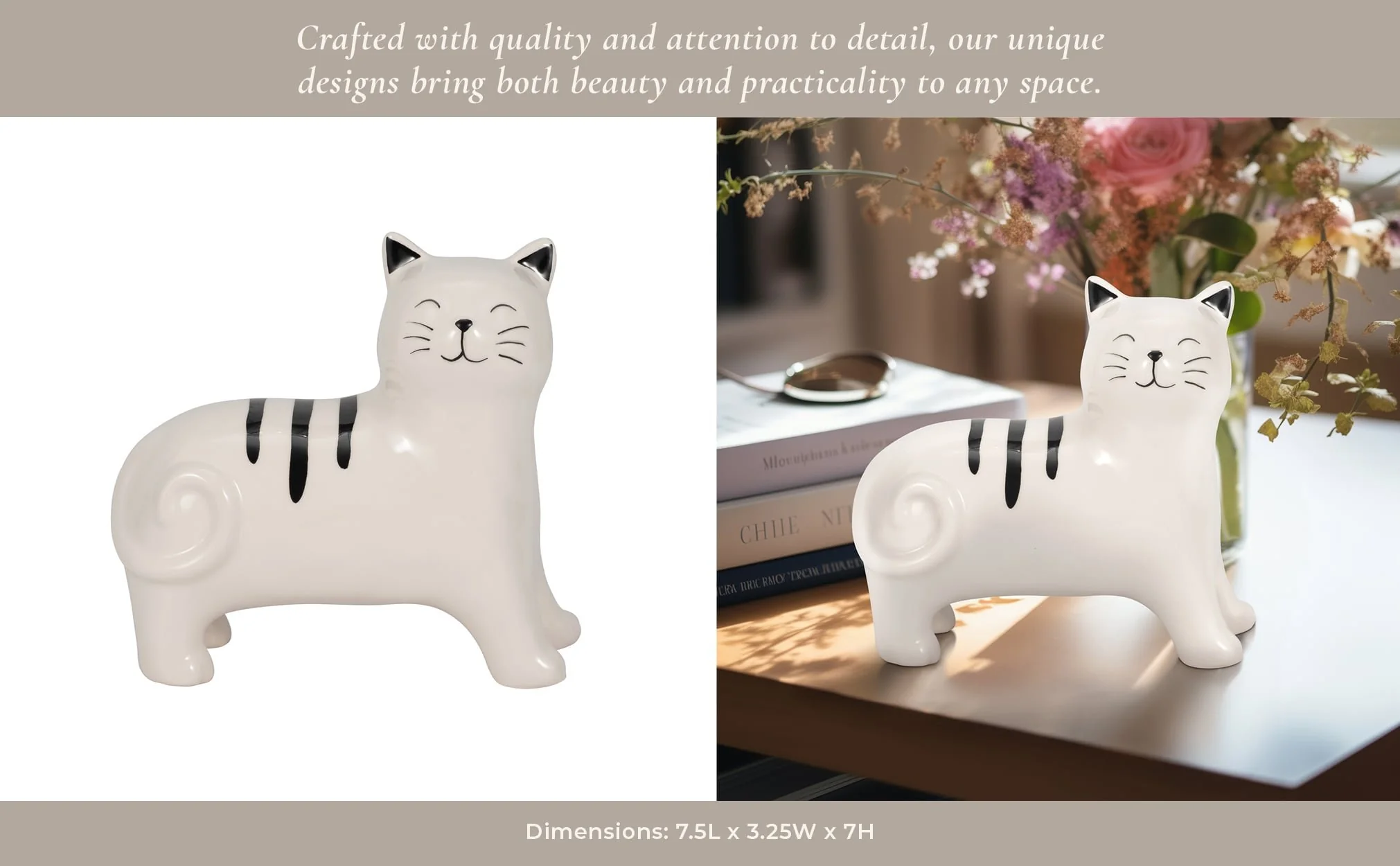 7" Standing Kitty, White/black - Image 11