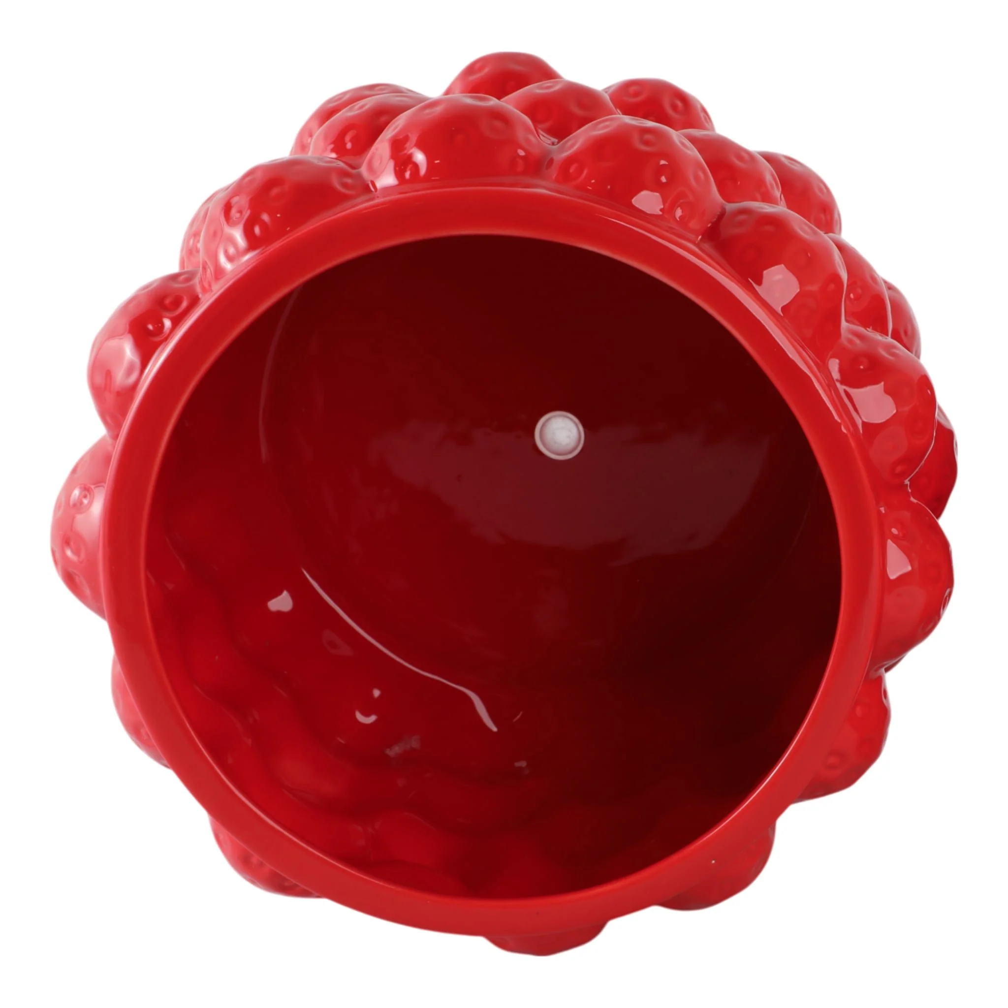 7" Strawberries Flower Pot, Red - Image 4