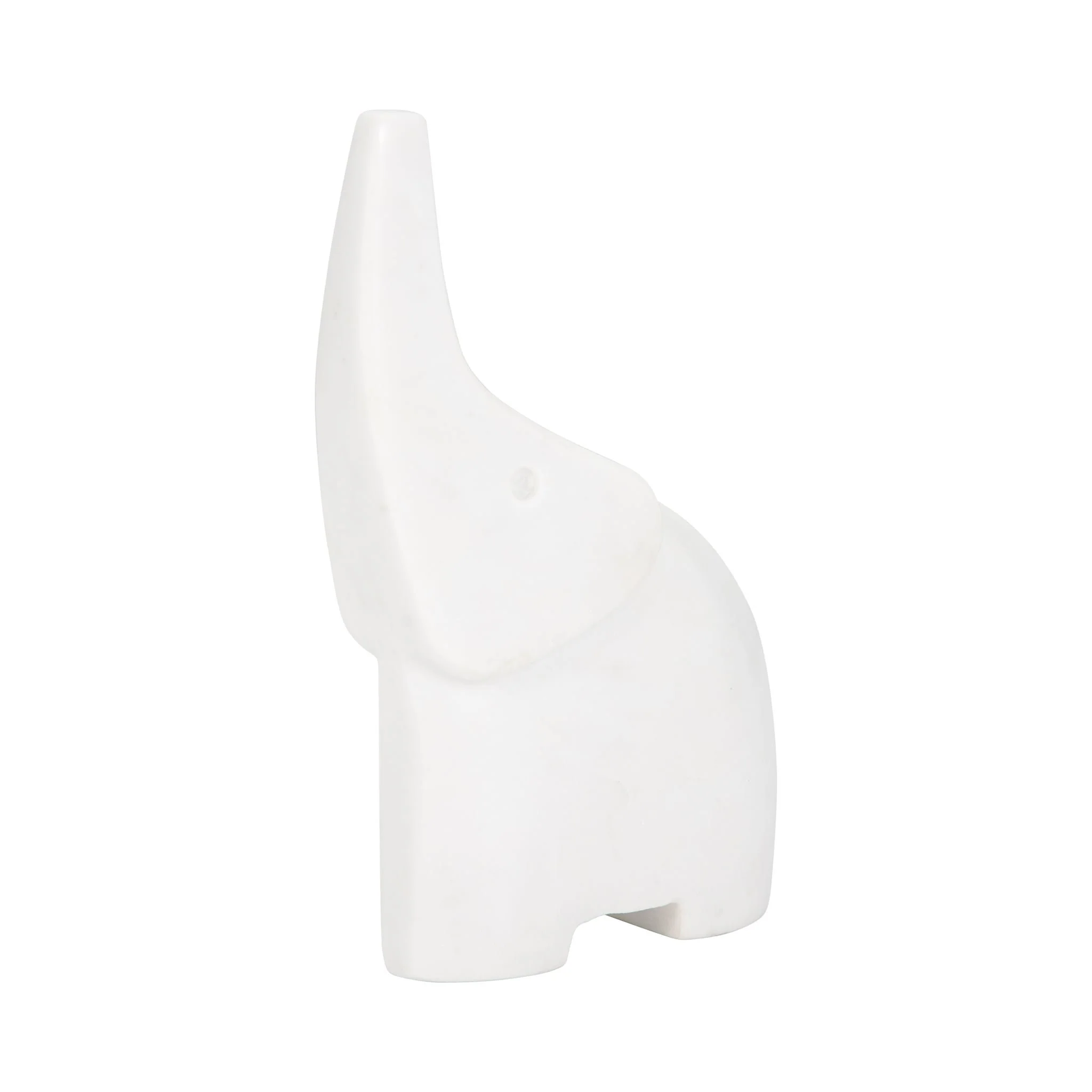 7" Trunk In The Air Marble Elephant, White - Image 2