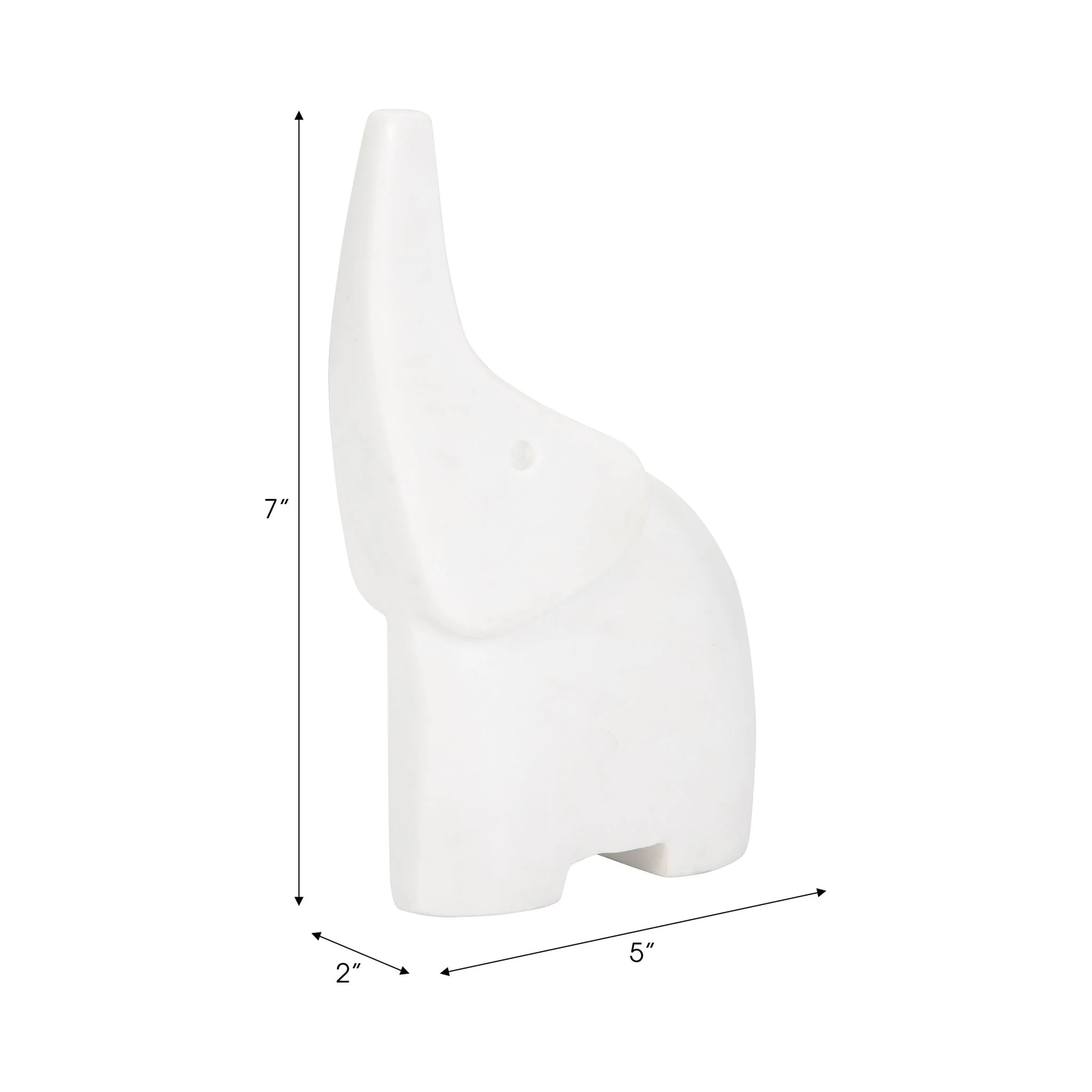 7" Trunk In The Air Marble Elephant, White - Image 8