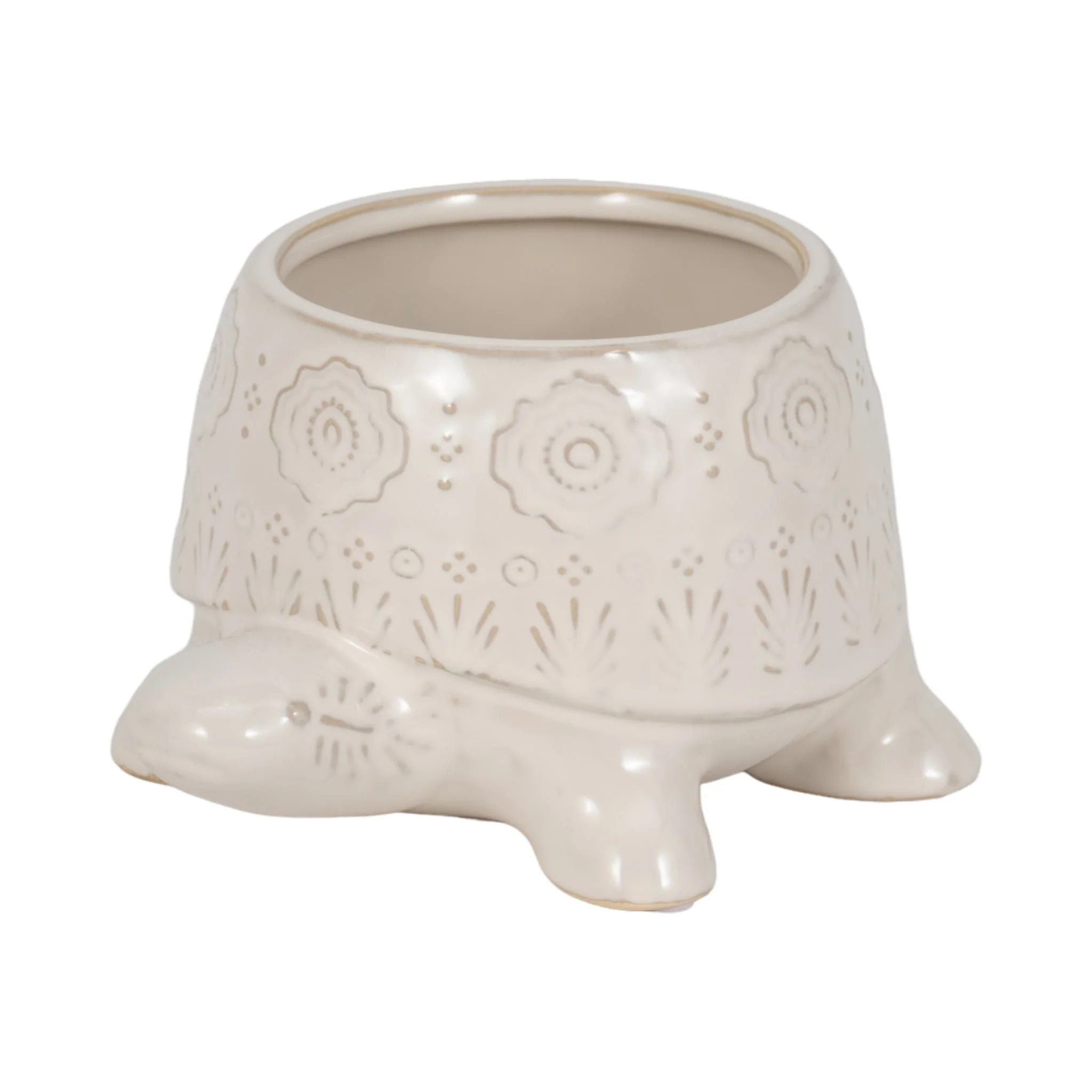 7" Turtle Planter, White - Image 3