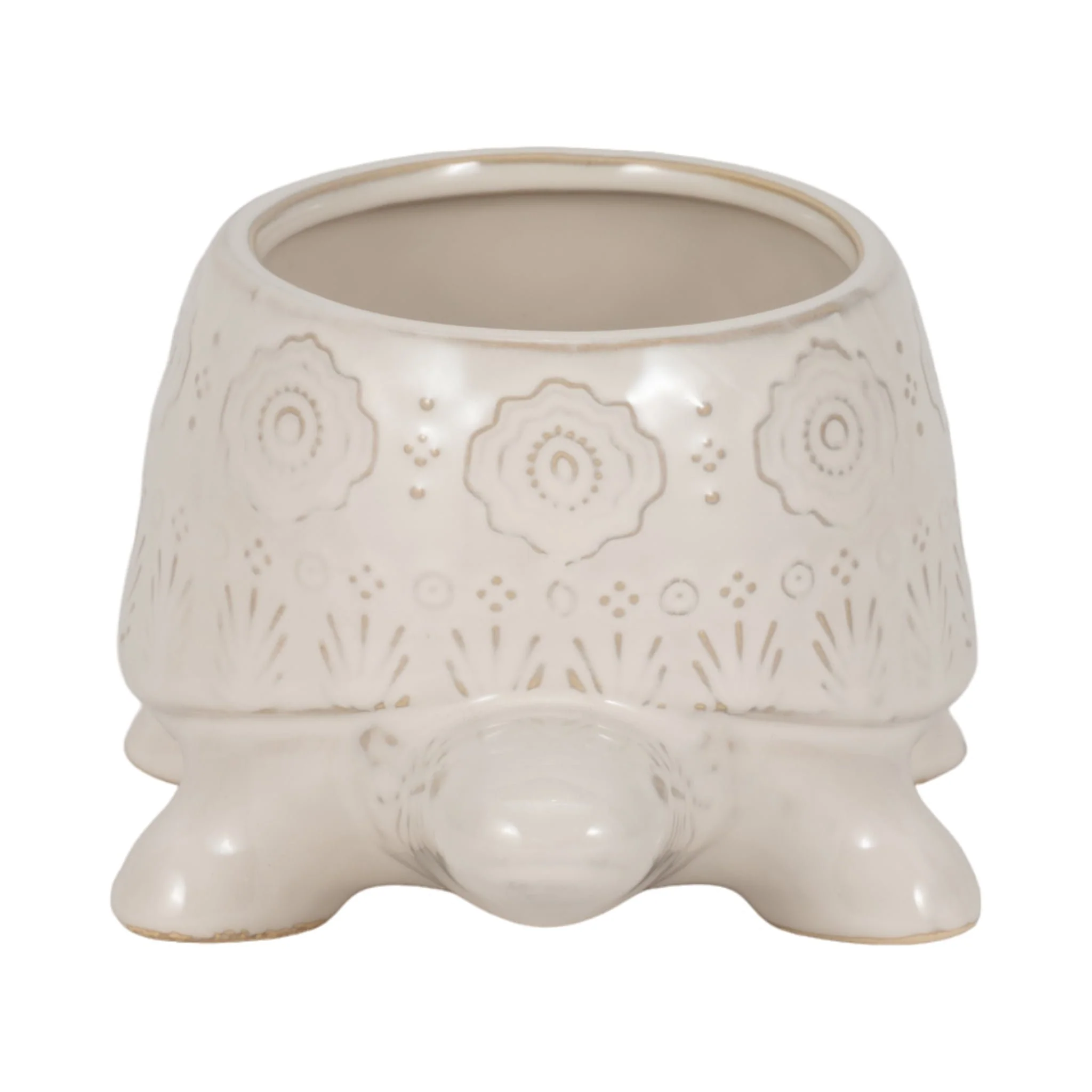 7" Turtle Planter, White - Image 4