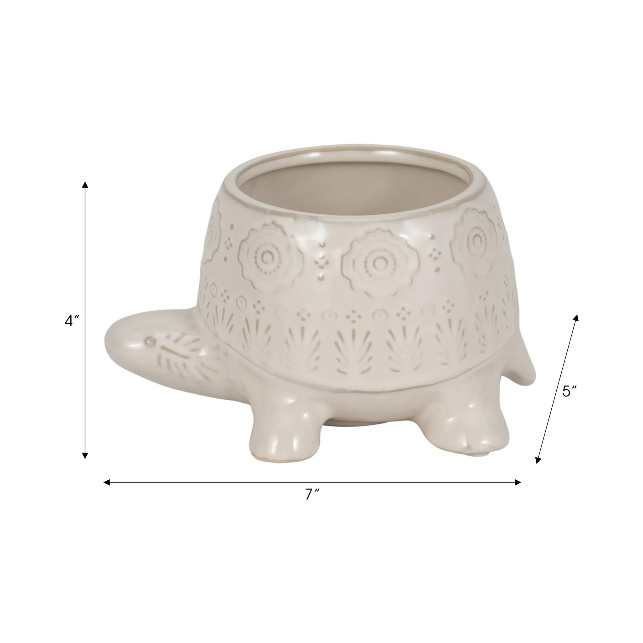 7" Turtle Planter, White - Image 9