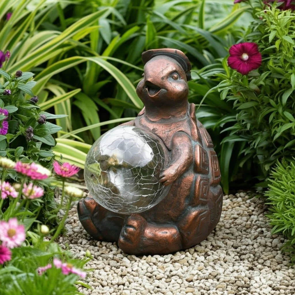 7" Turtle With Solar Orb, Antique Copper - Image 11