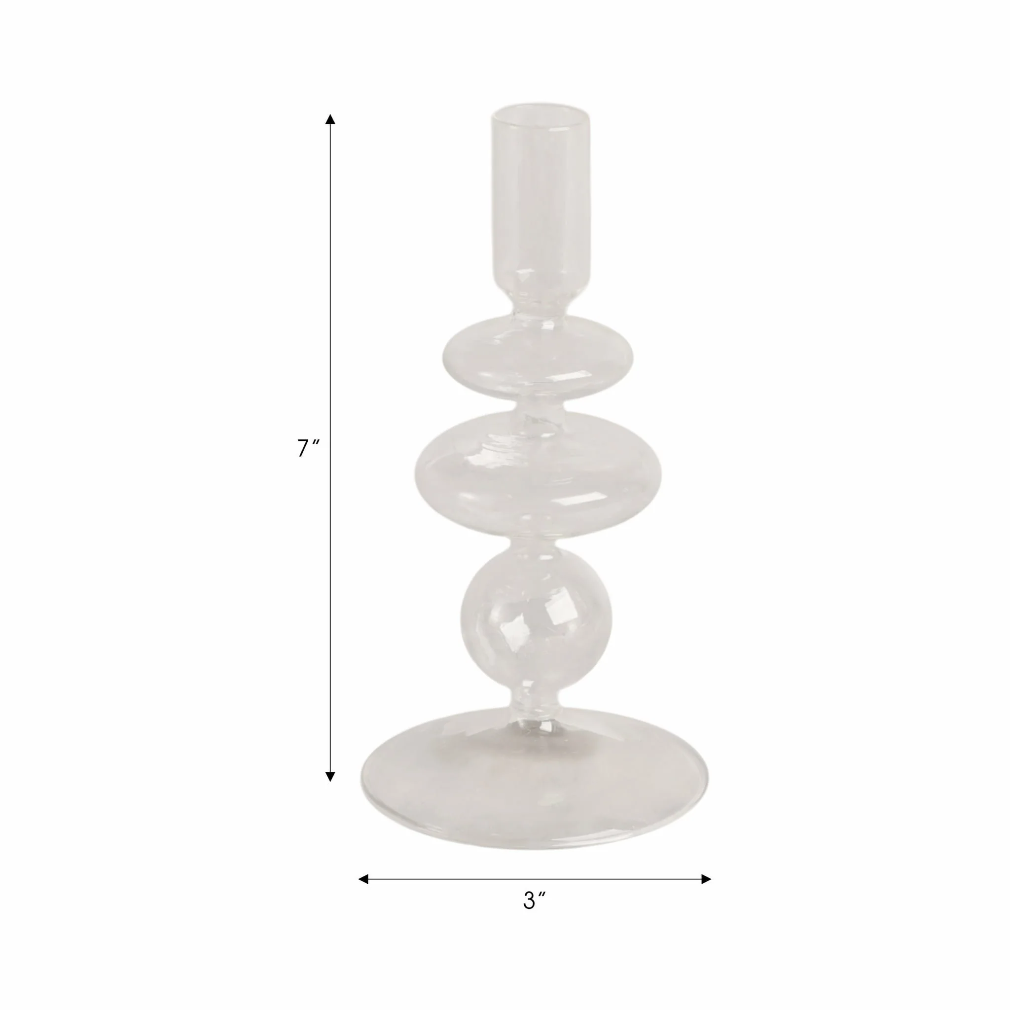 7" Vintage Glass Taper Candle Holder, Clear - Image 2