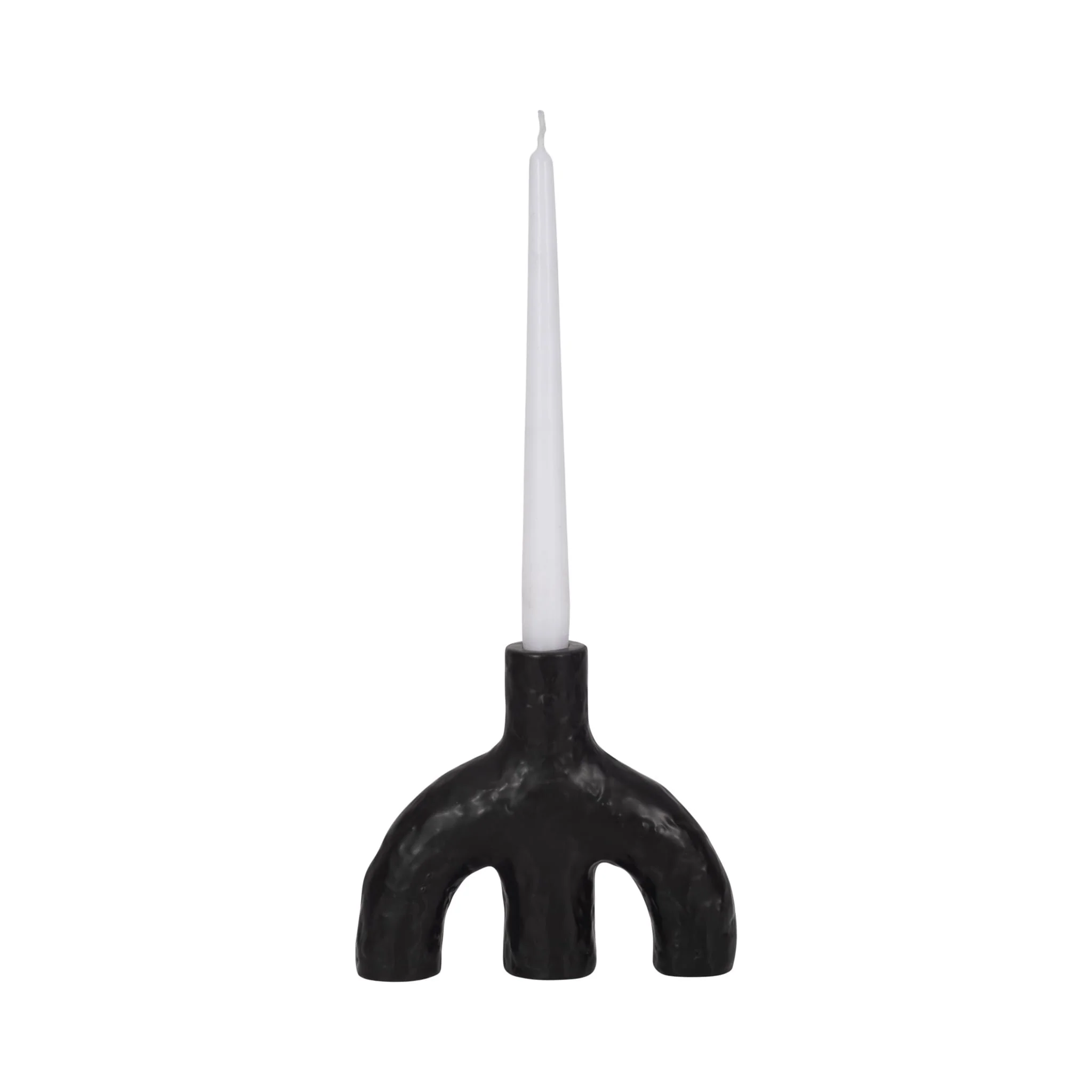 7" Volcano Texture Double Arched Taper Holder, Bla - Image 2