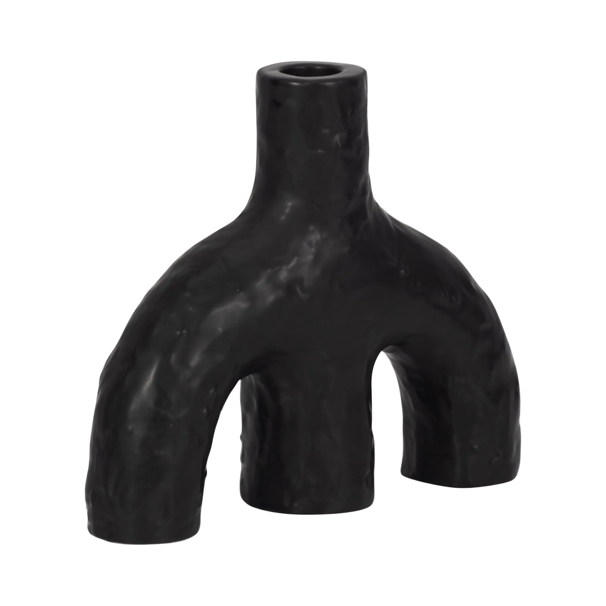 7" Volcano Texture Double Arched Taper Holder, Bla - Image 3