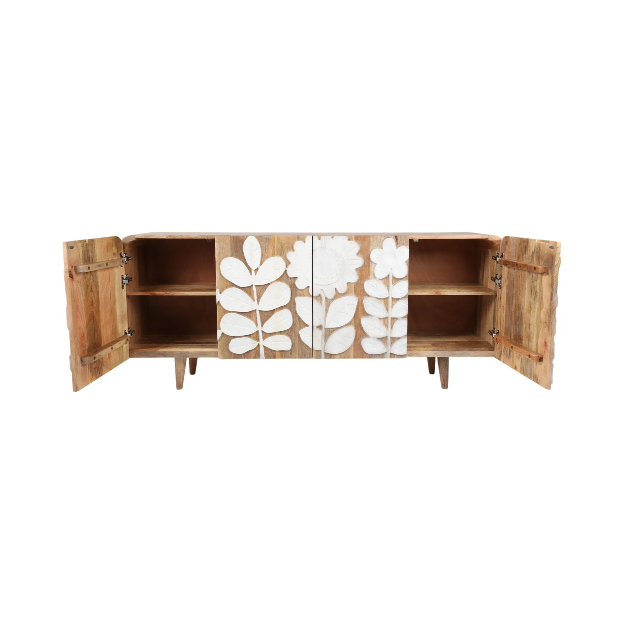 70x30" Flower Field Applique Cabinet, Natural/wht - Image 5