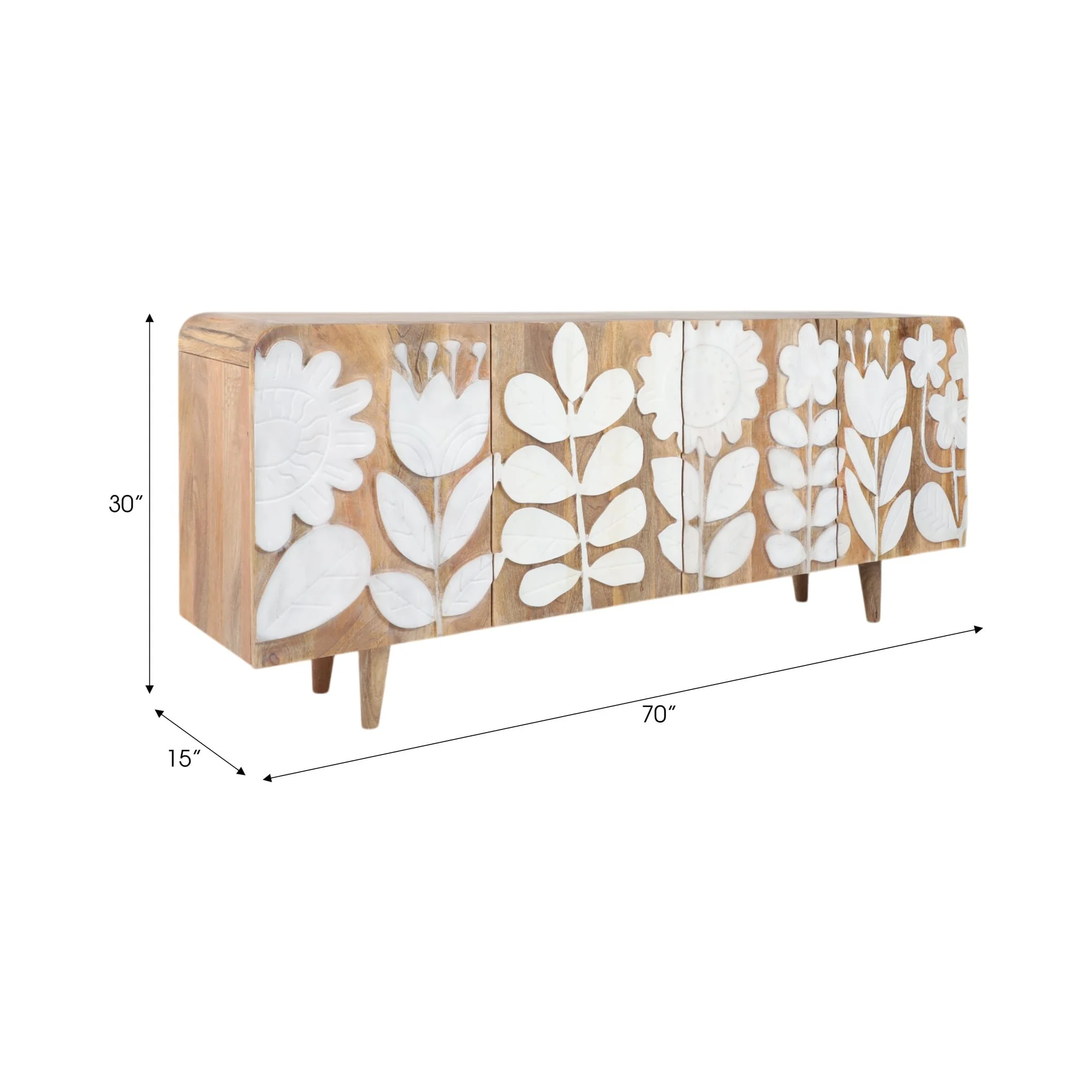 70x30" Flower Field Applique Cabinet, Natural/wht - Image 9