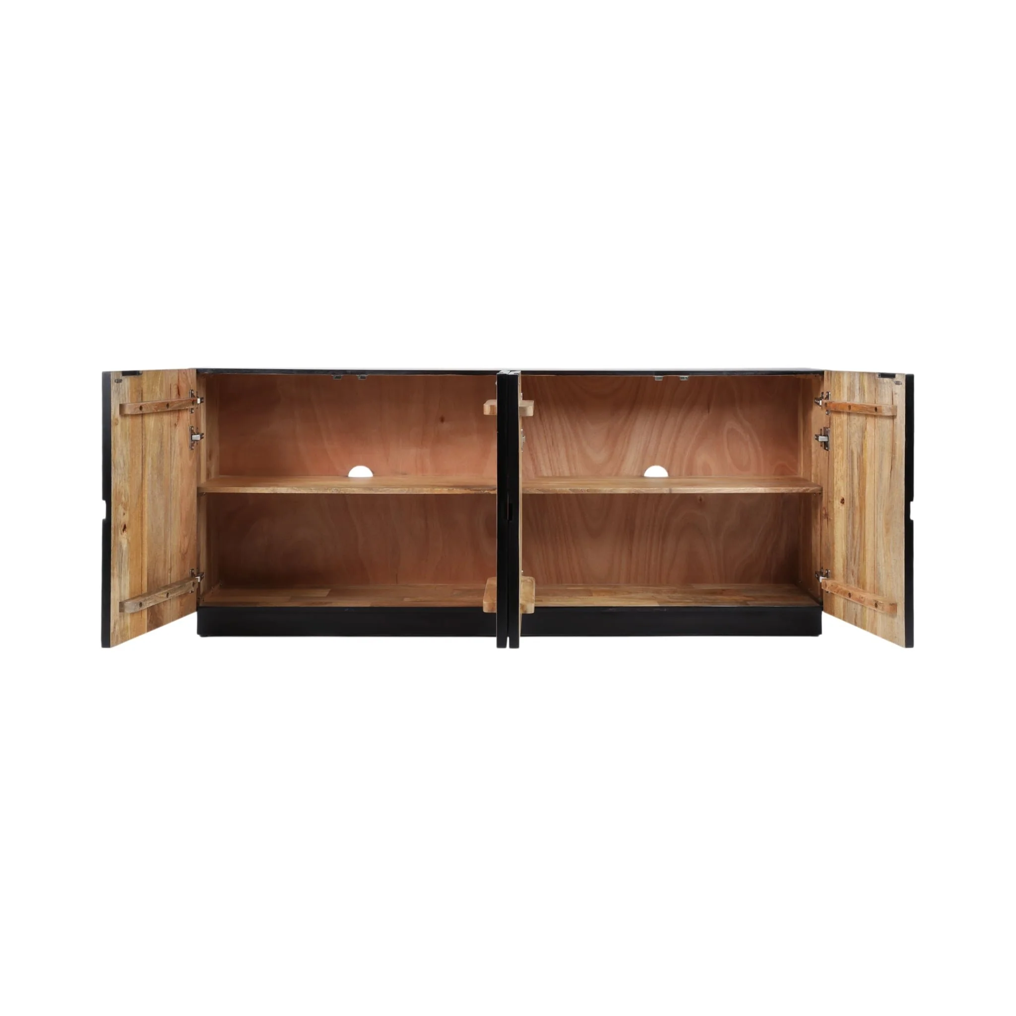 70x30" Half Circle 4-door Cabinet, Black - Image 5