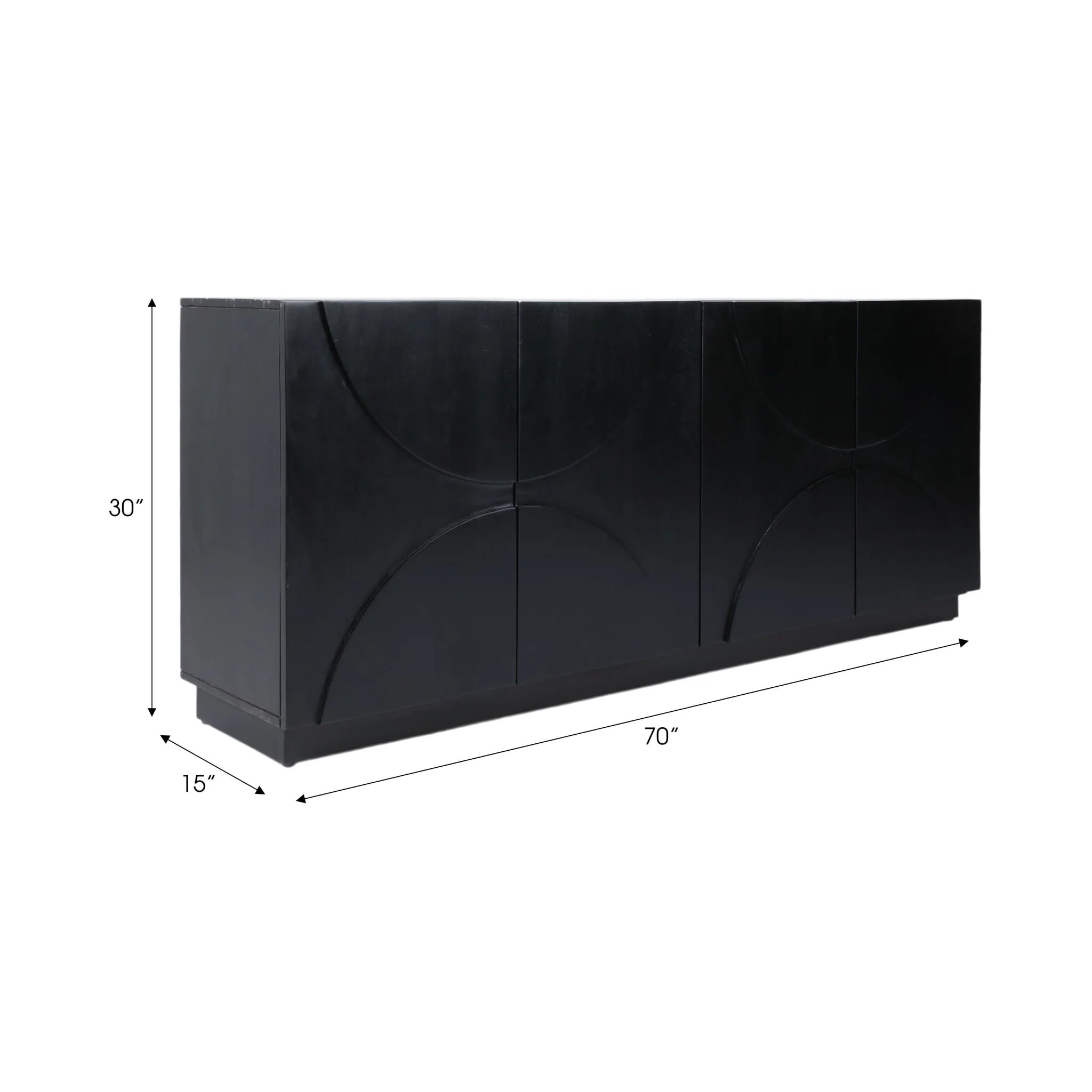 70x30" Half Circle 4-door Cabinet, Black - Image 8
