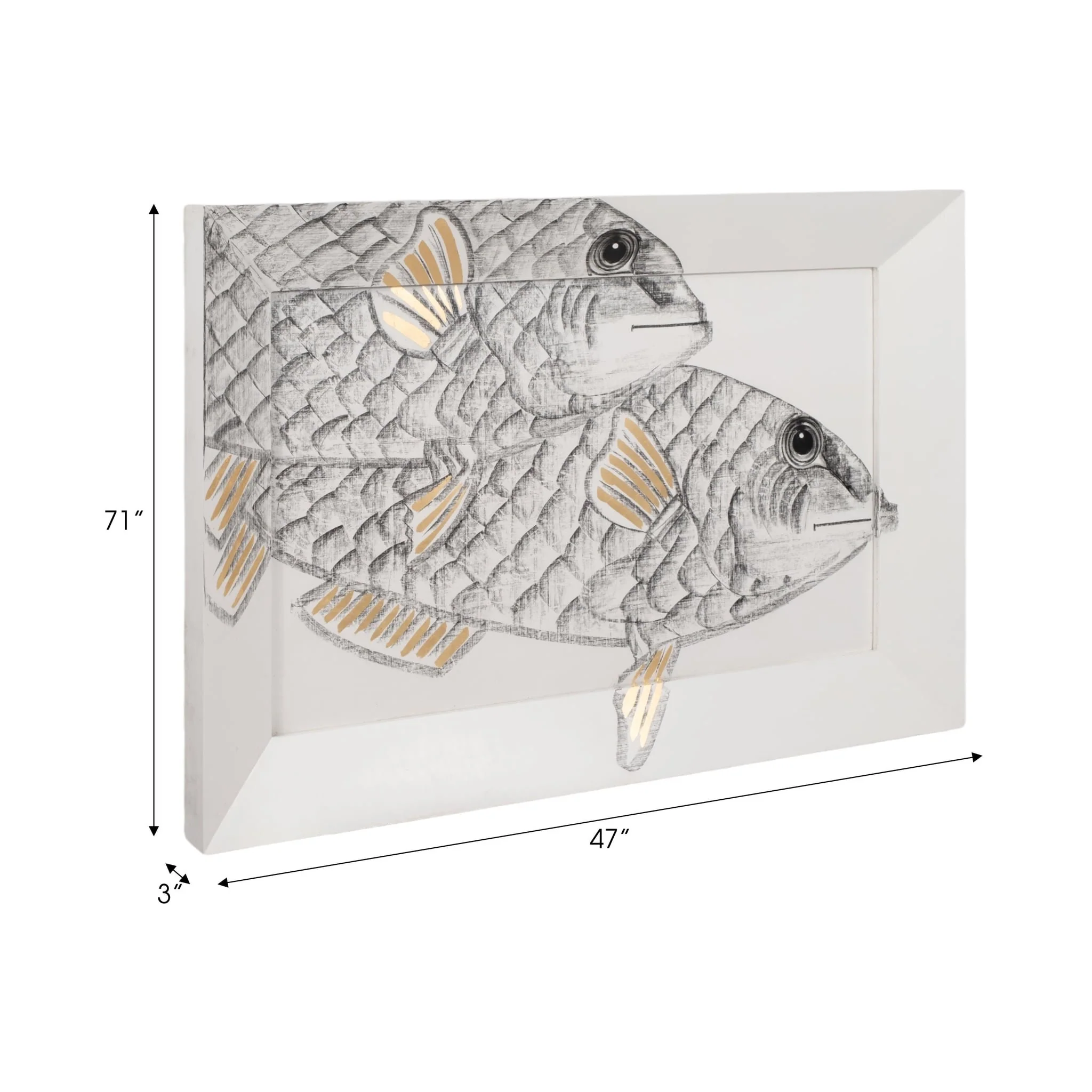 71x47 Hand Painted Keep Swimming, White/black - Image 7