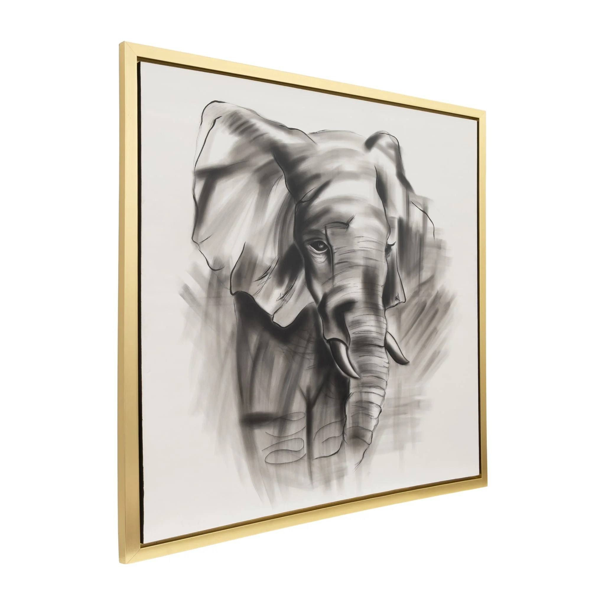 71x71, Hand Painted Elephant Beauty, Gray/wht - Image 2
