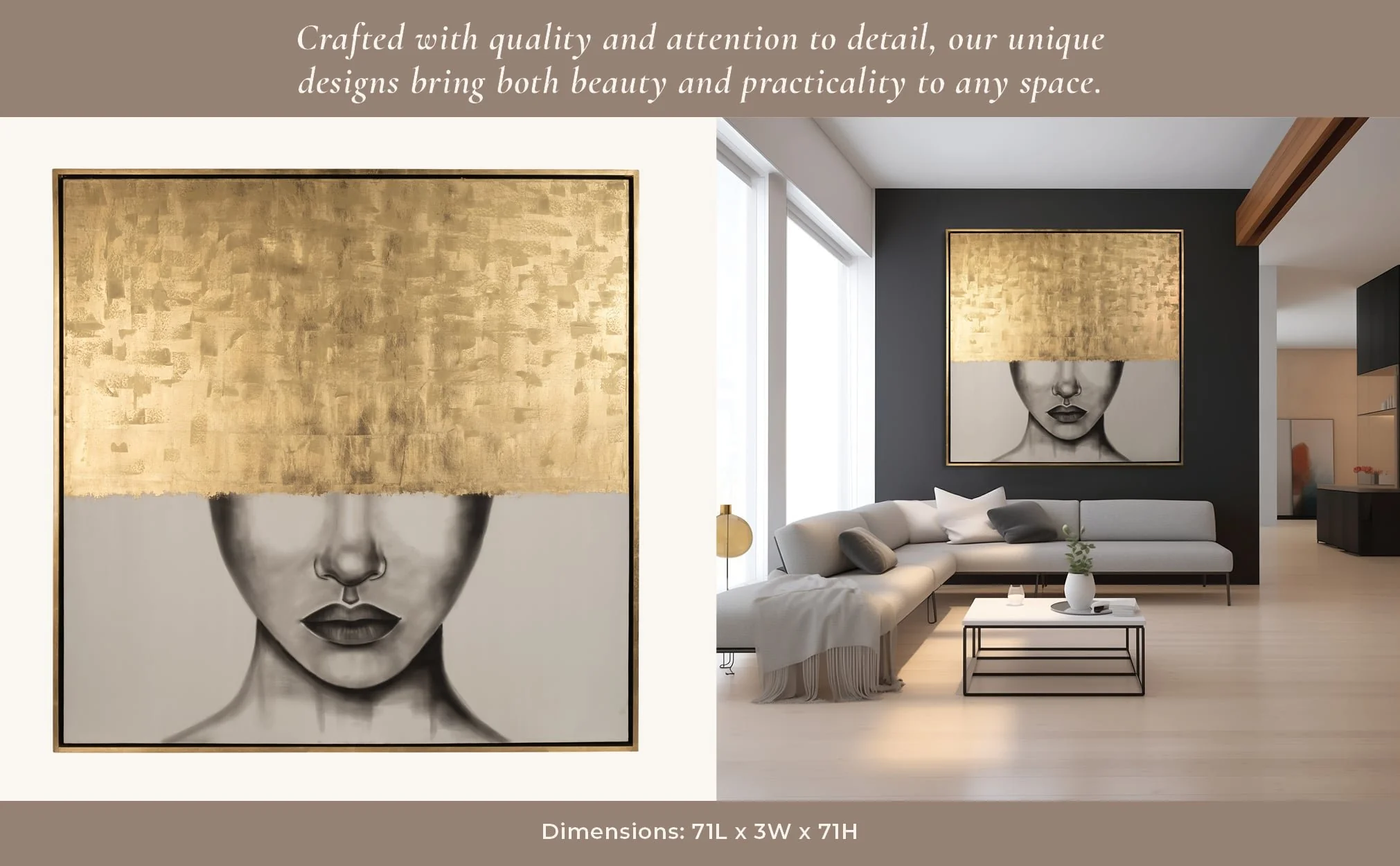 71x71, Hand Painted Gold Streak Woman - Image 12