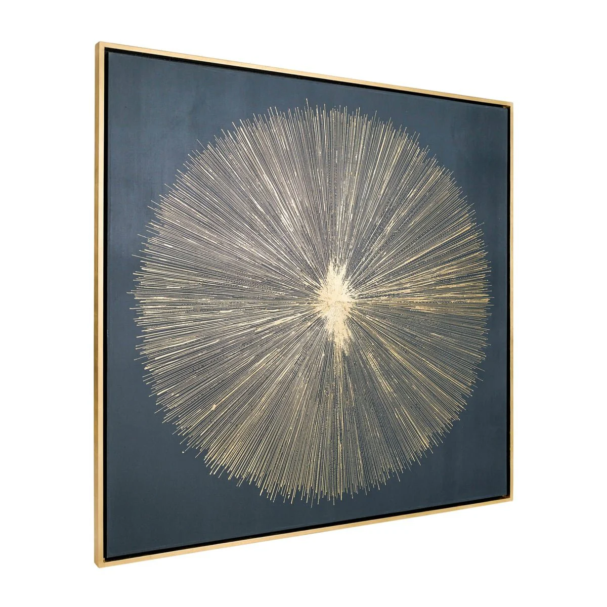 71x71, Hand Painted Shining Gold Leaf Canvas, Blk - Image 2