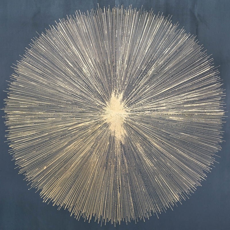 71x71, Hand Painted Shining Gold Leaf Canvas, Blk - Image 5