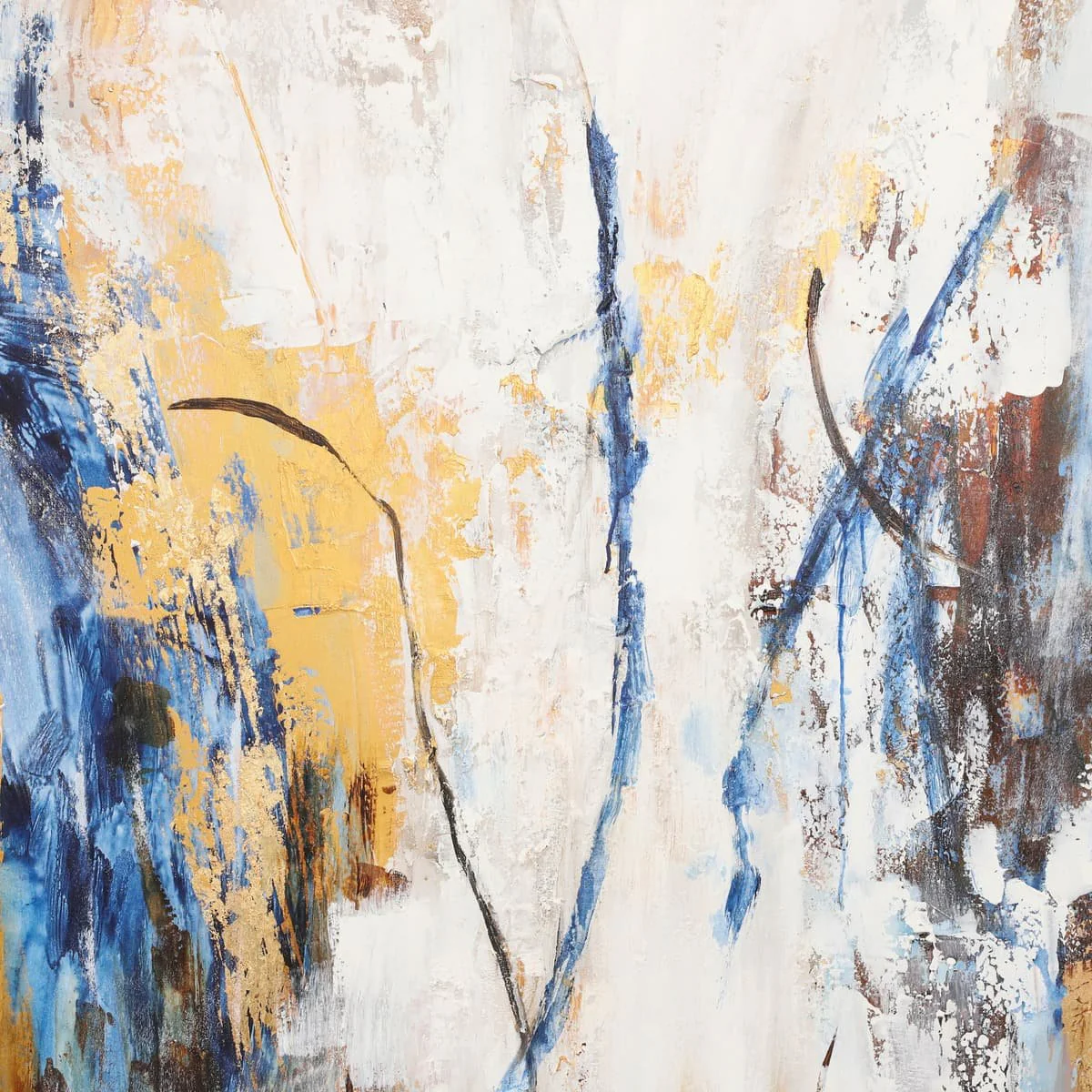 74x50  Framed Hand Painted Abstract Canvas, Multi - Image 7