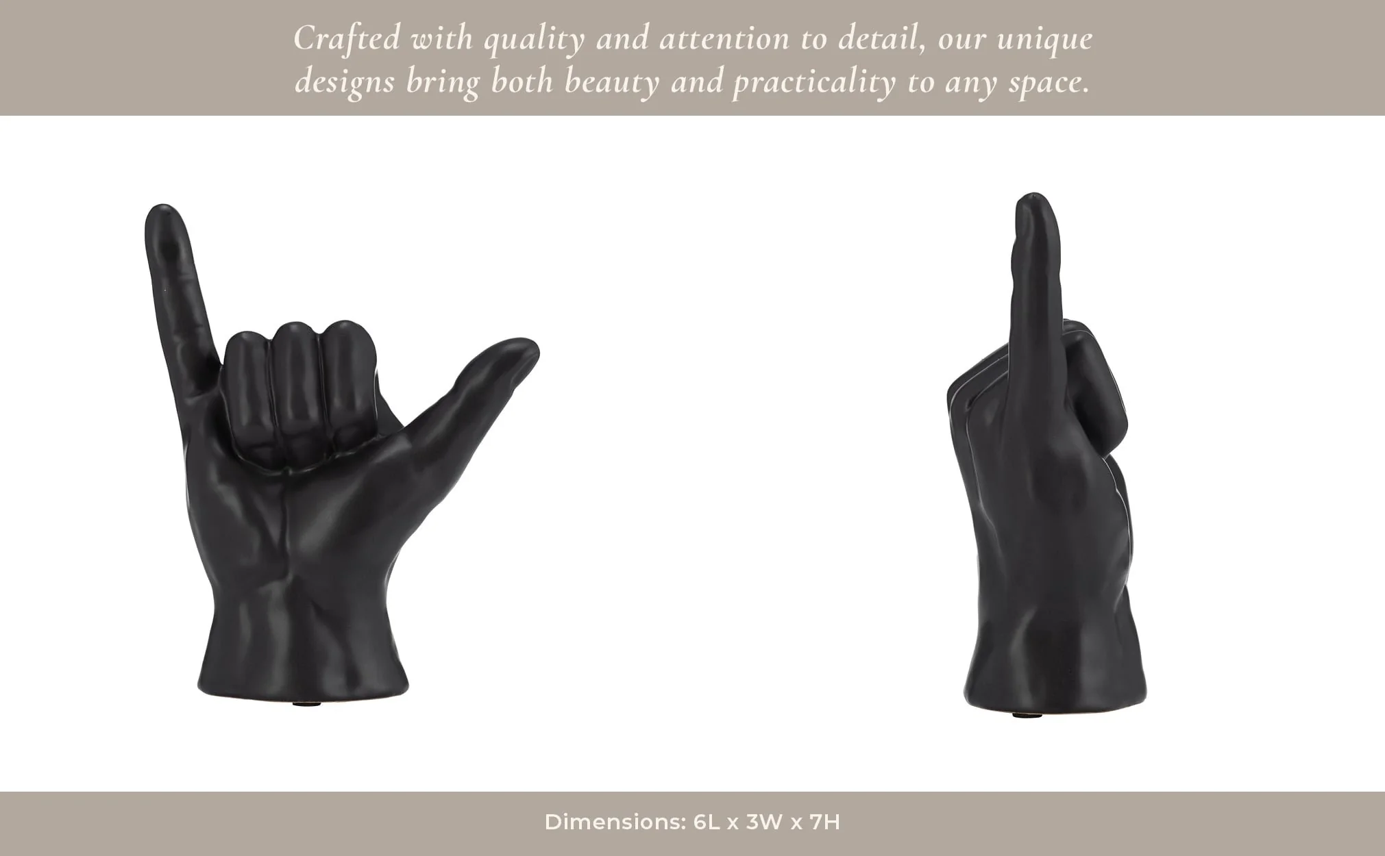 7"h, "hang Loose" Hand, Black - Image 3