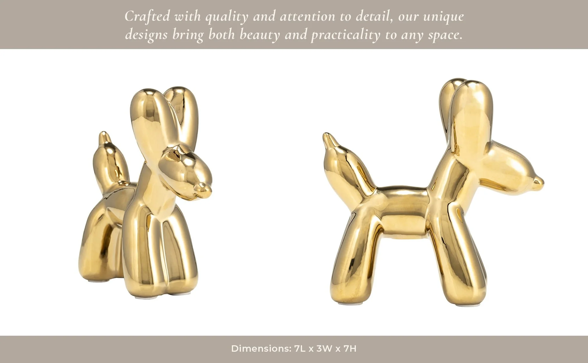 7"l Balloon Dog Animal, Gold - Image 10