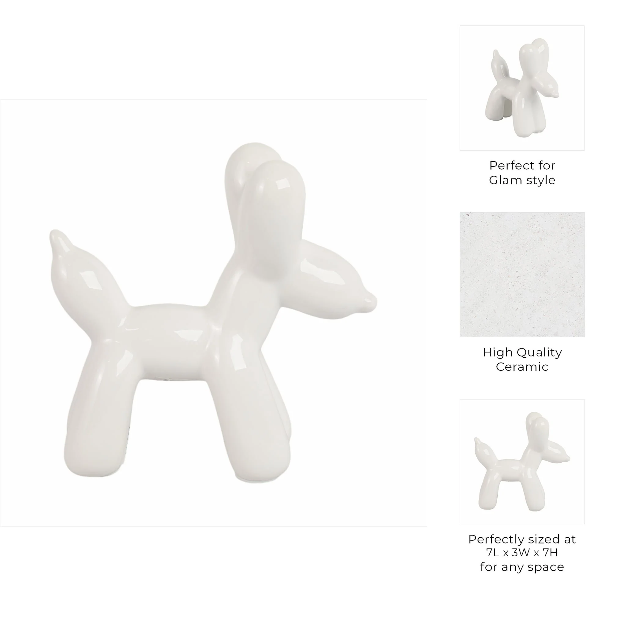 7"l Balloon Dog Animal, White - Image 10