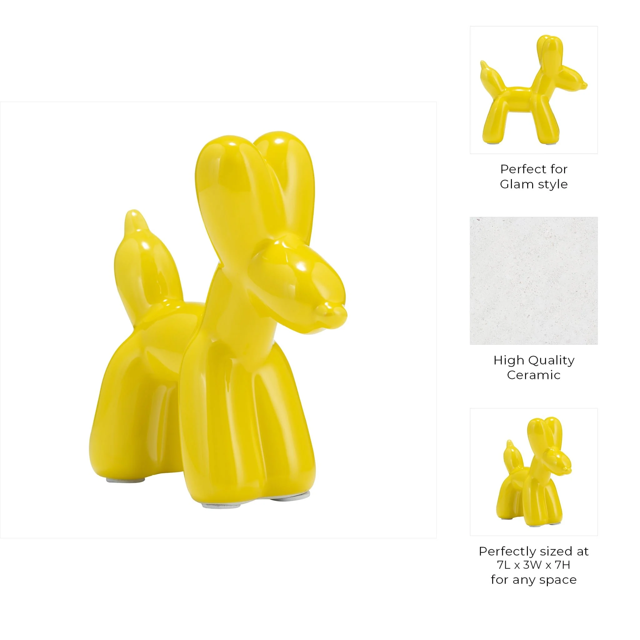 7"l Balloon Dog Animal, Yellow - Image 9