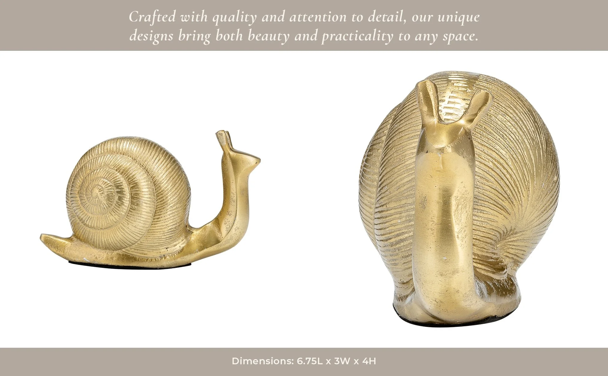 7"l Metal, Deco Snail, Gold - Image 12