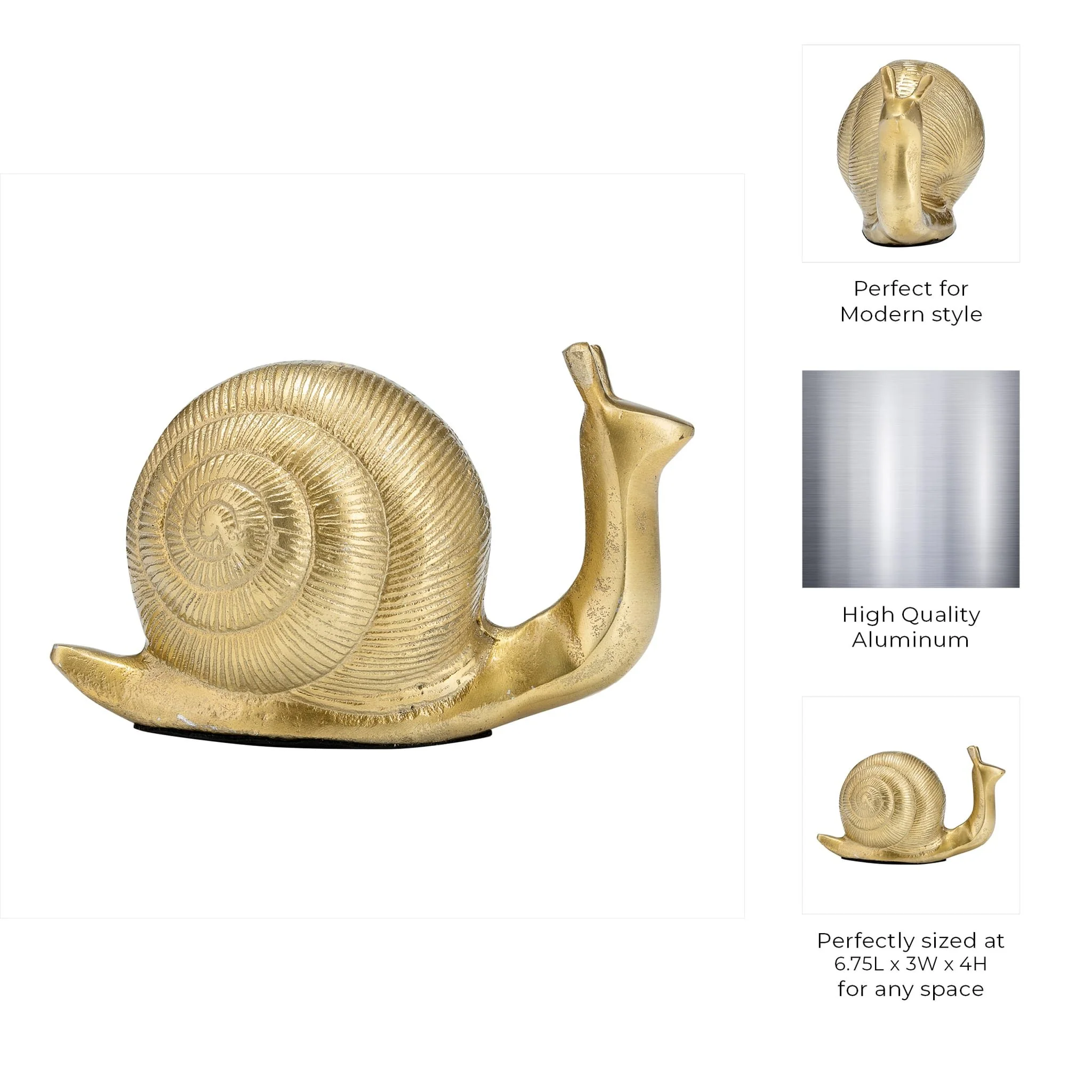 7"l Metal, Deco Snail, Gold - Image 9