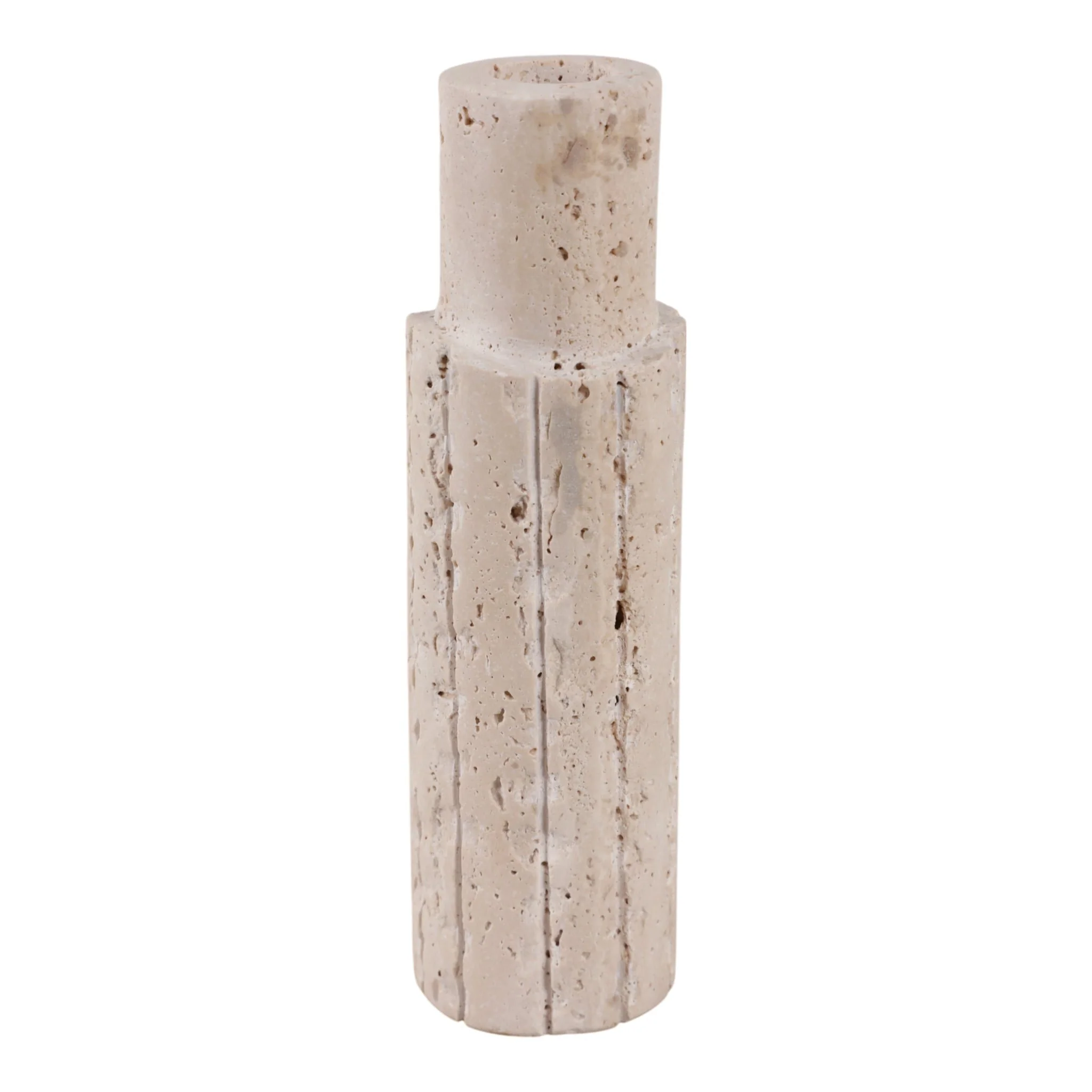 7x2" Raw Edge Travertine Taper Holder, Tan - Image 4