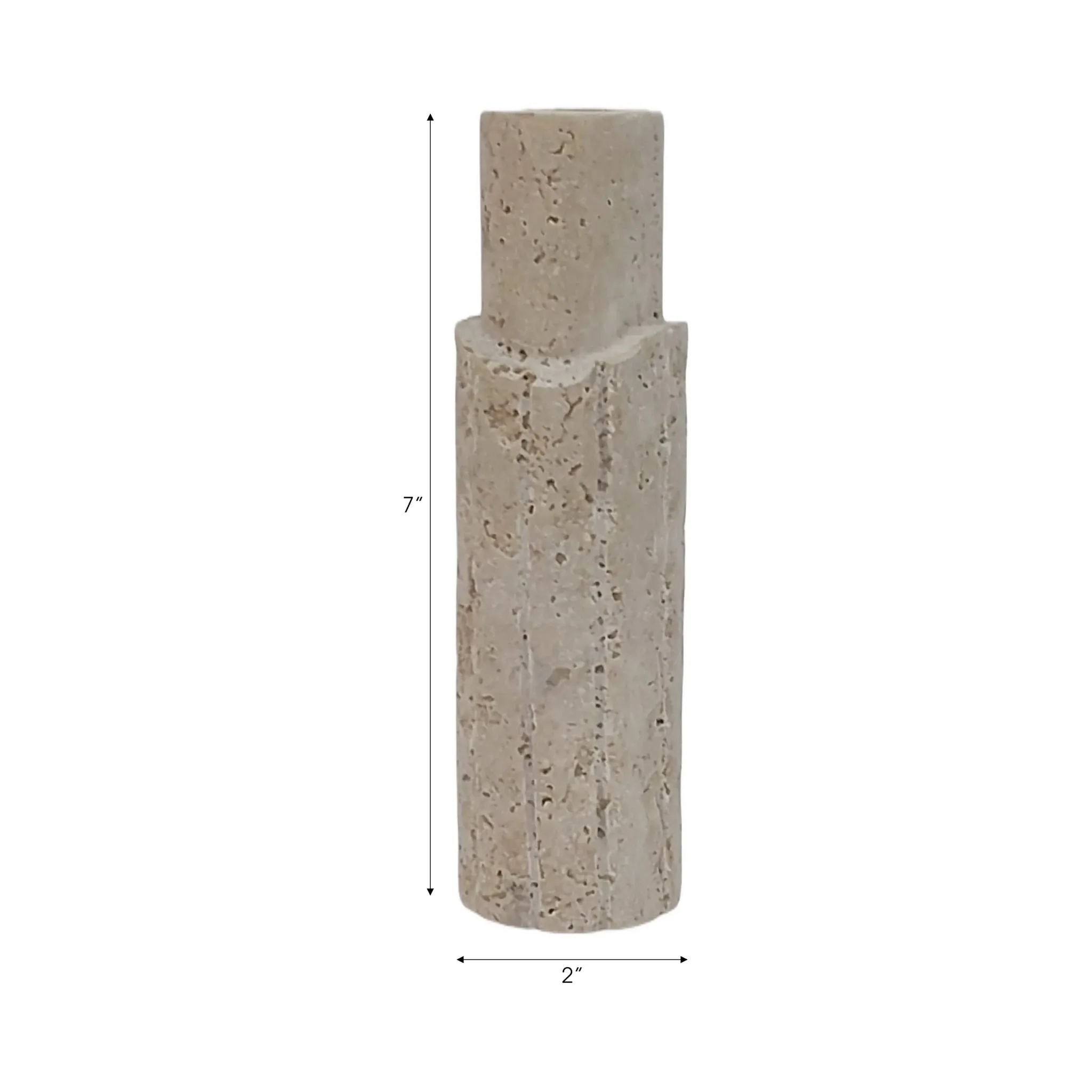 7x2" Raw Edge Travertine Taper Holder, Tan - Image 8