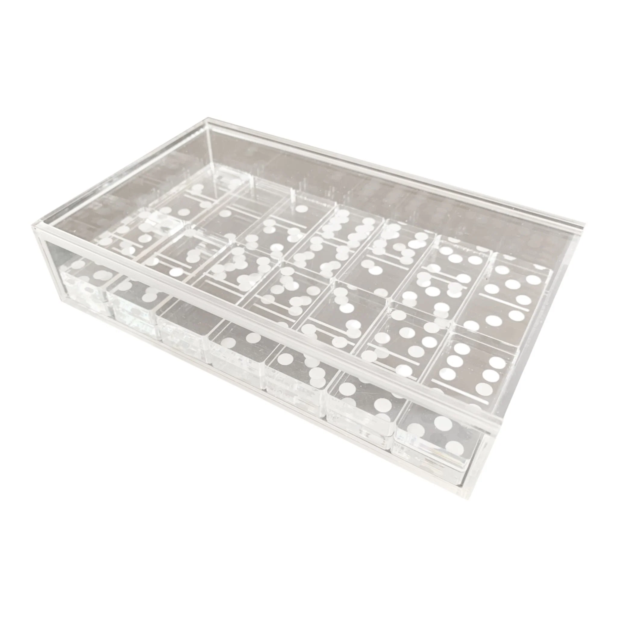 7x4" Acrylic Dominoes Set, Clear/white - Image 3