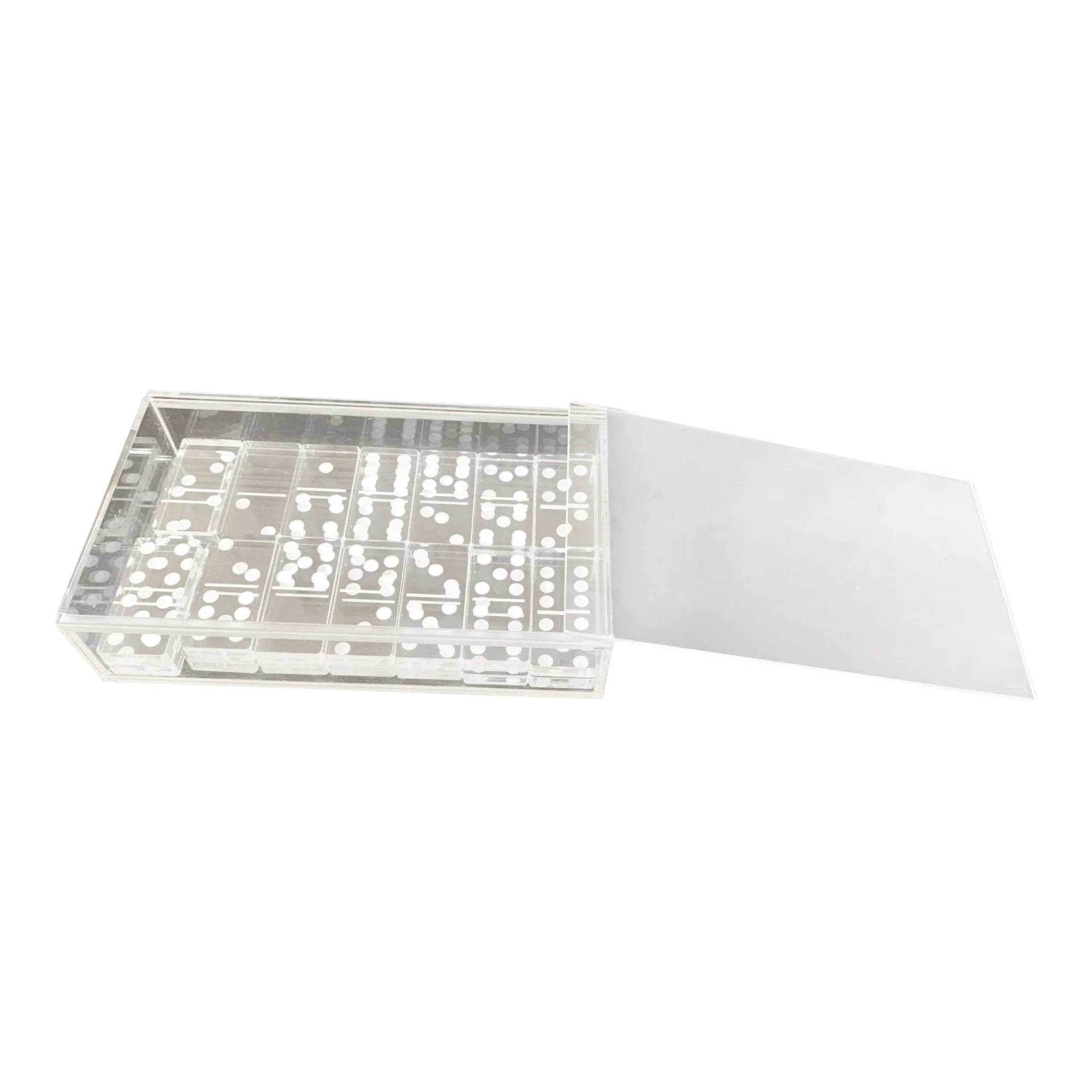 7x4" Acrylic Dominoes Set, Clear/white - Image 4