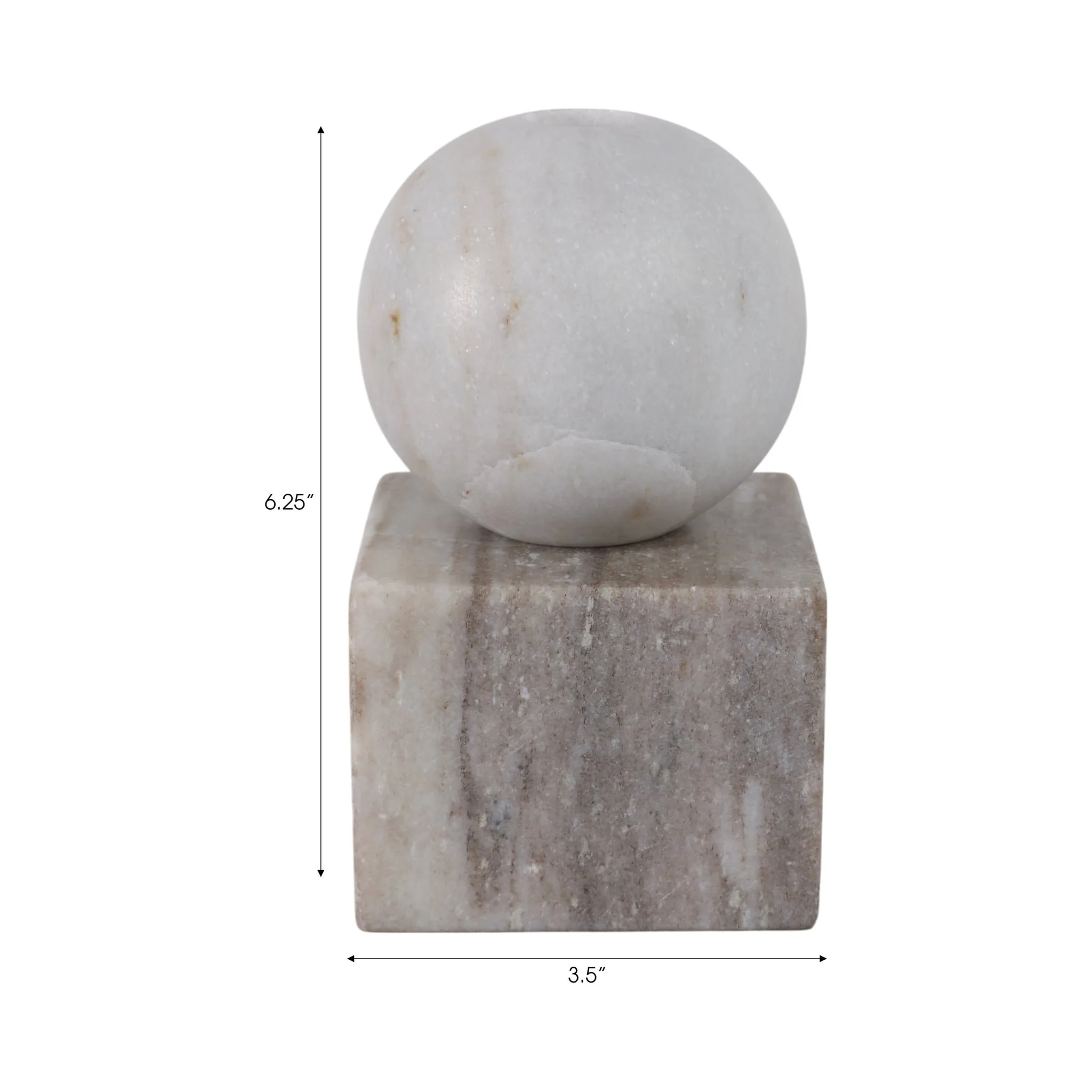 7x4" Ball On Cube Marble Taper Holder, Multi - Image 2