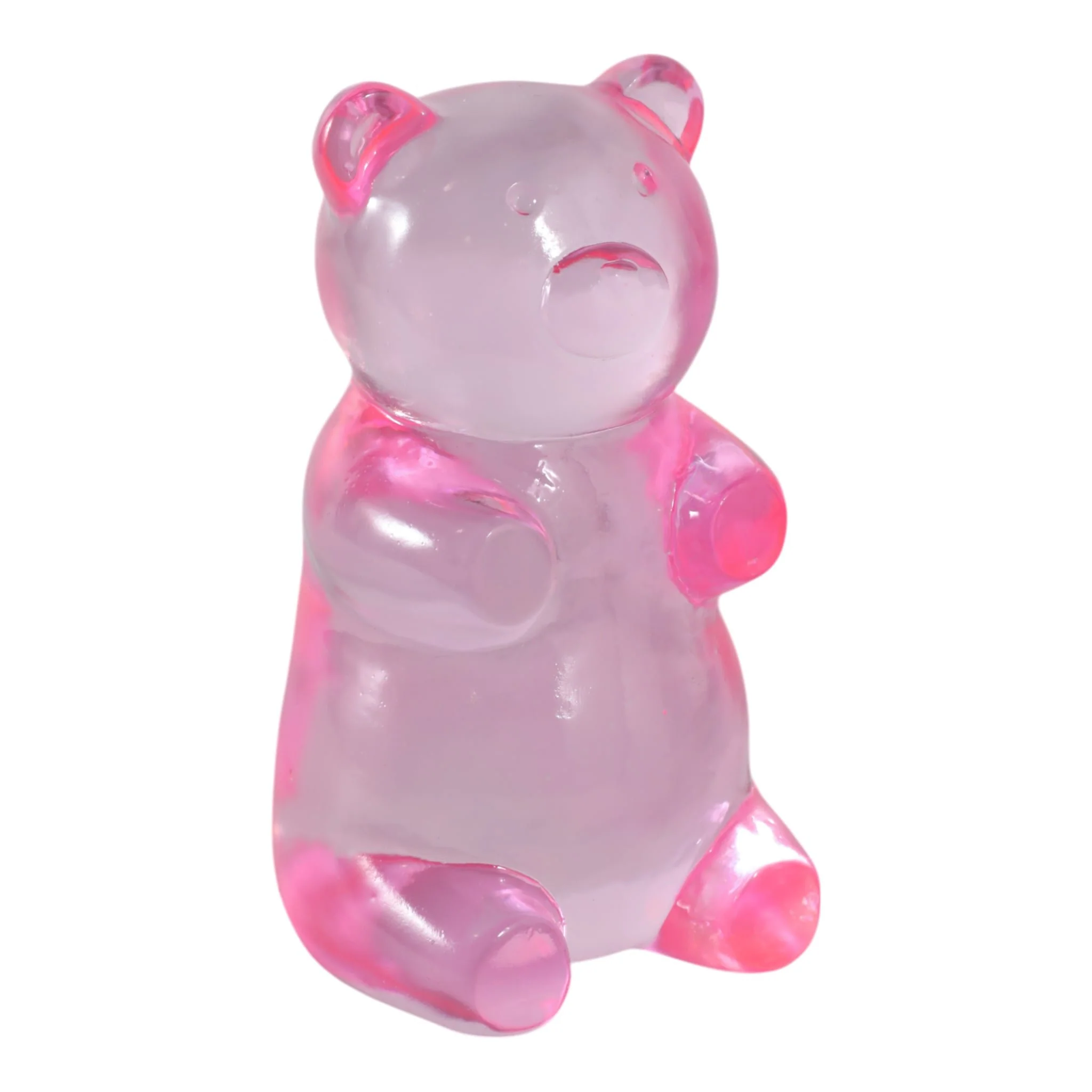 7x4" Transparent Resin Gummy Bear, Pink - Image 2
