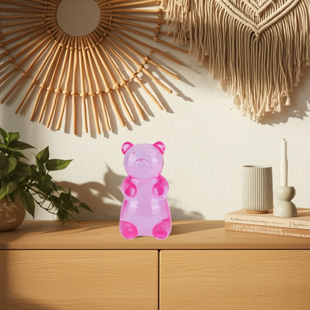 7x4" Transparent Resin Gummy Bear, Pink - Image 8