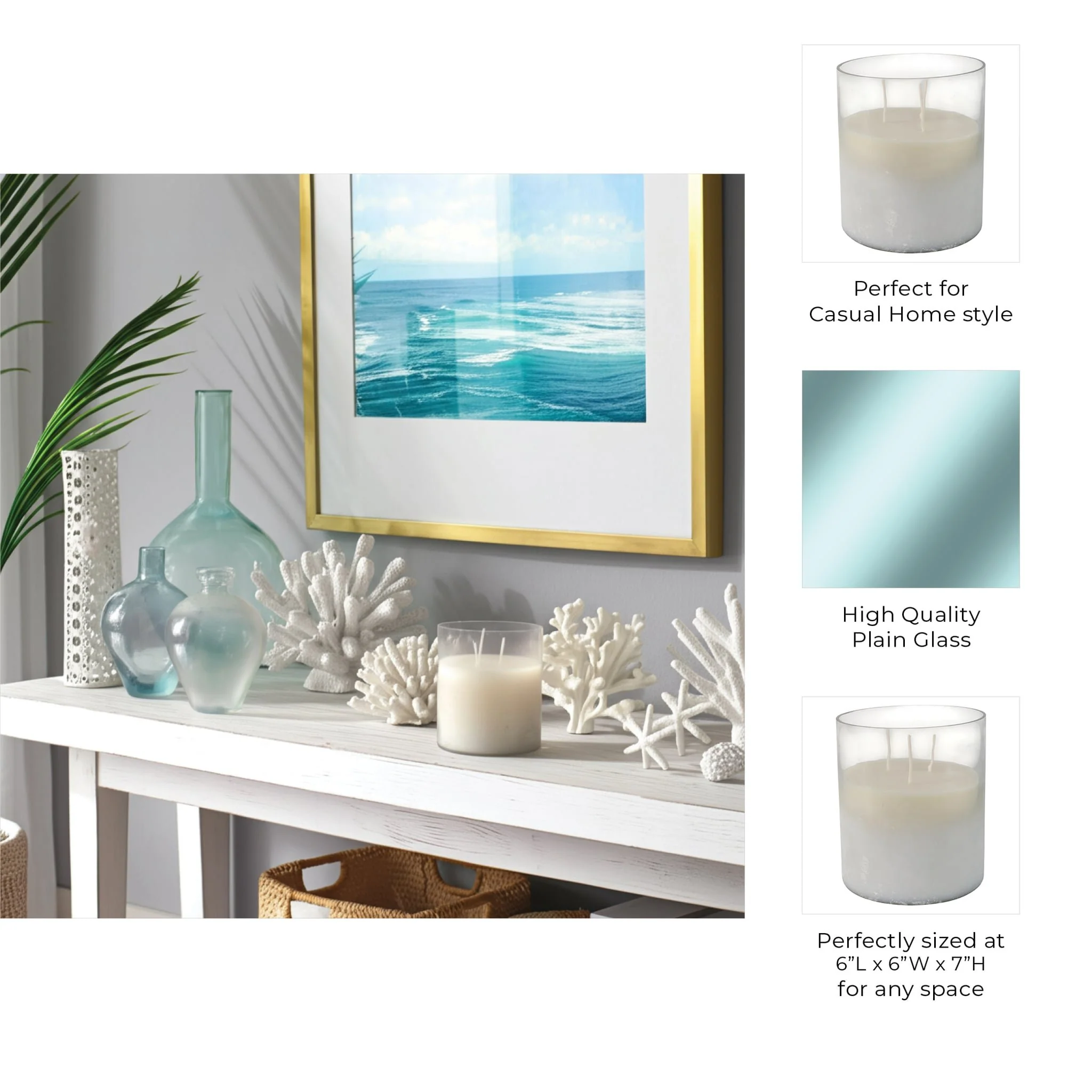7x6" 65 Oz Jasmine Frosted Glass Candle, Clear - Image 9